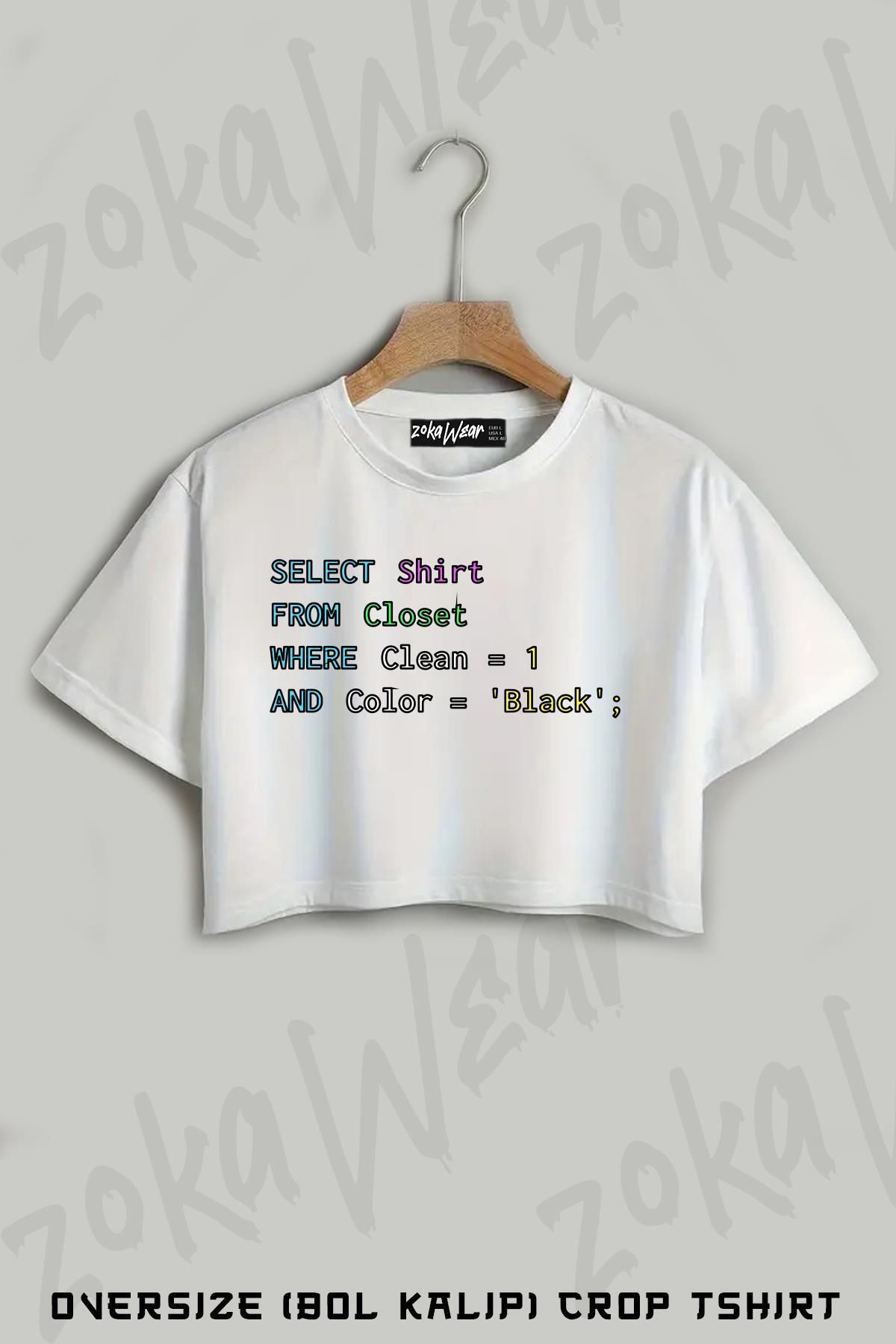 ZOKAWEAR Sql Programmers Dba And Db Admins Baskılı Oversize Crop T-Shirt