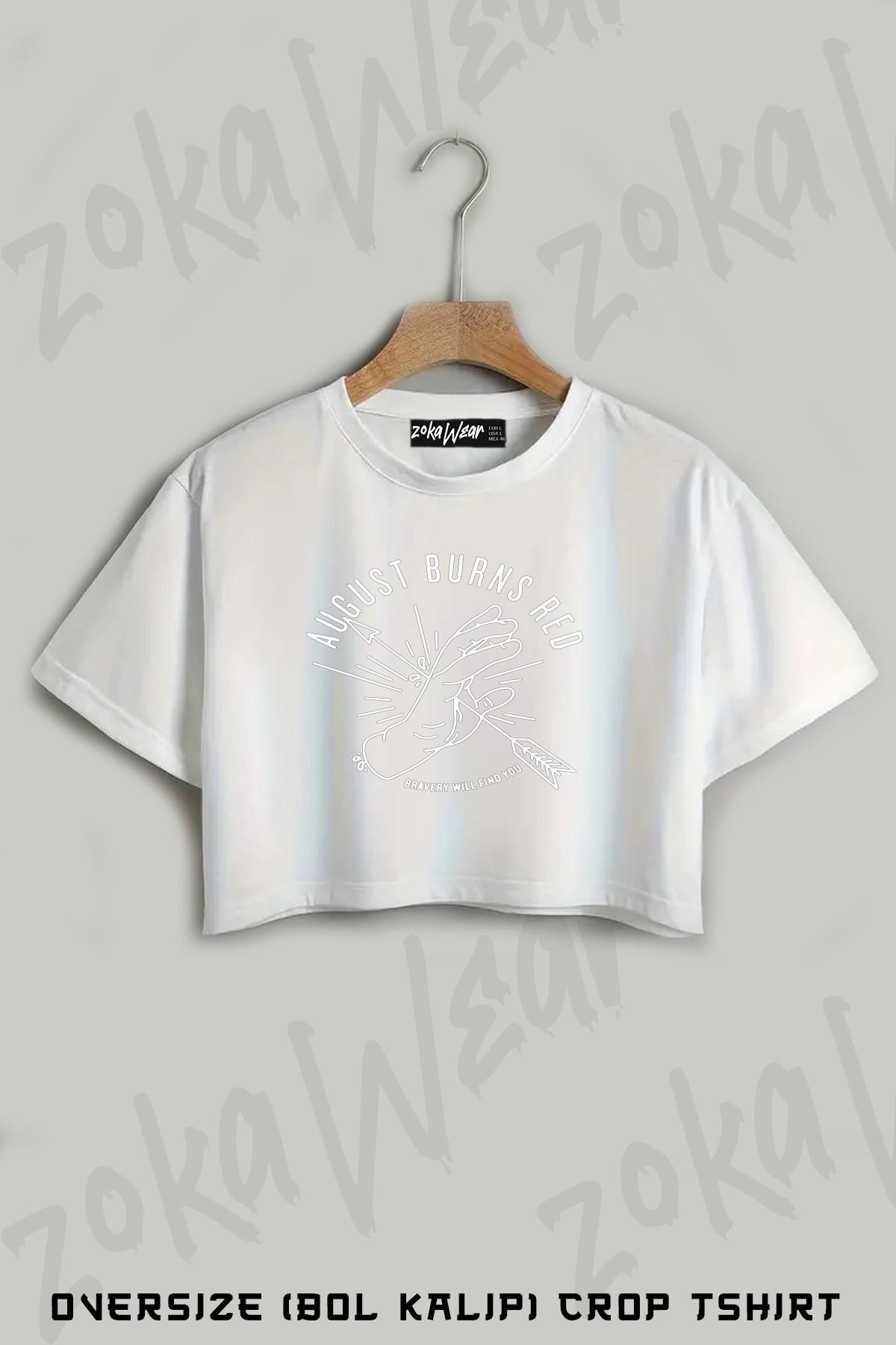 ZOKAWEAR August Burns Red Baskılı Oversize Crop T-Shirt
