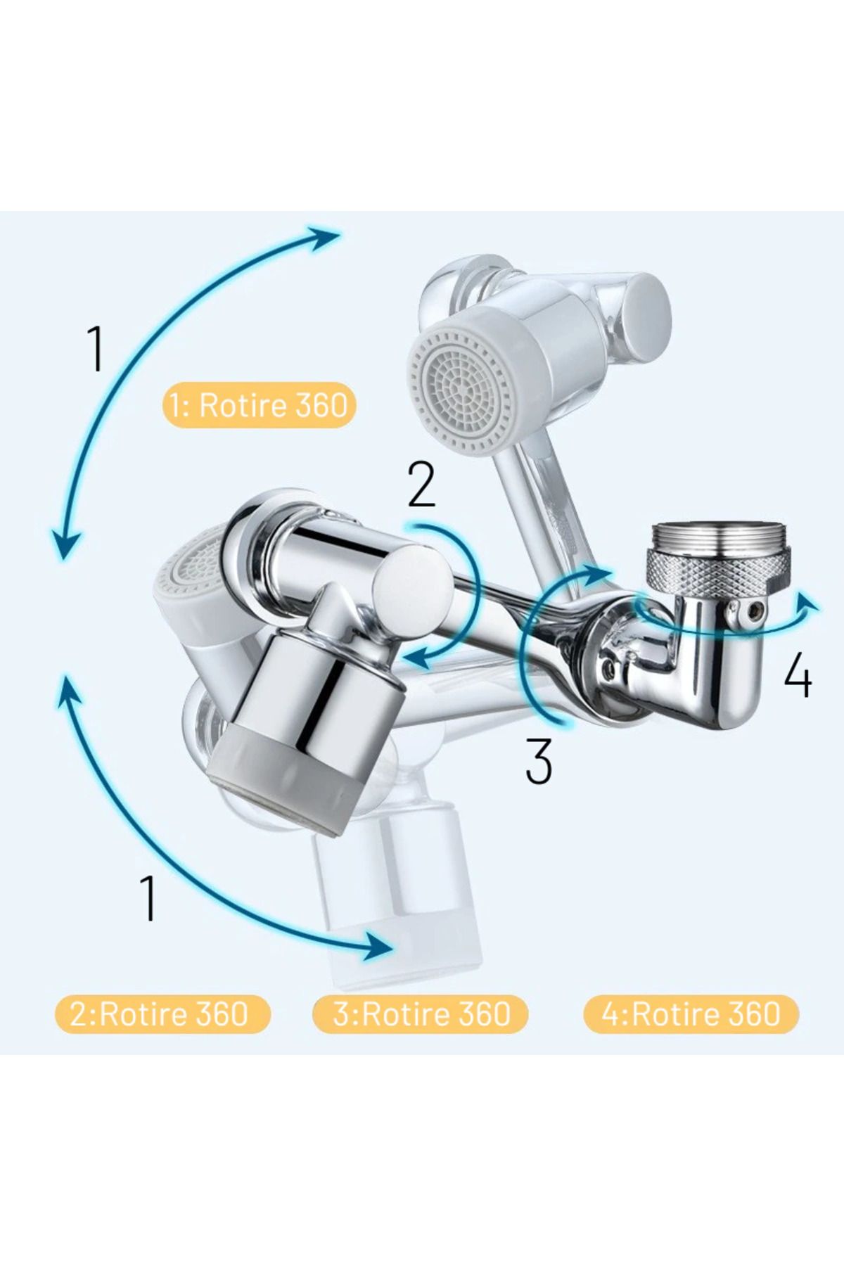 BOEM-Universal Faucet Water Adapter, Sink Faucet Extension, Rotating Faucet Extension, Two Shower Modes 3