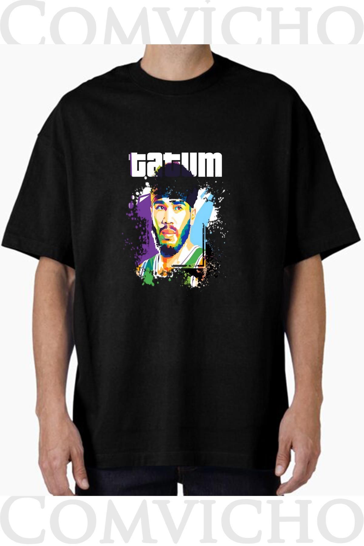 COMVİCHO Unisex tatum v1 Tasarım Baskılı Oversize Tişört