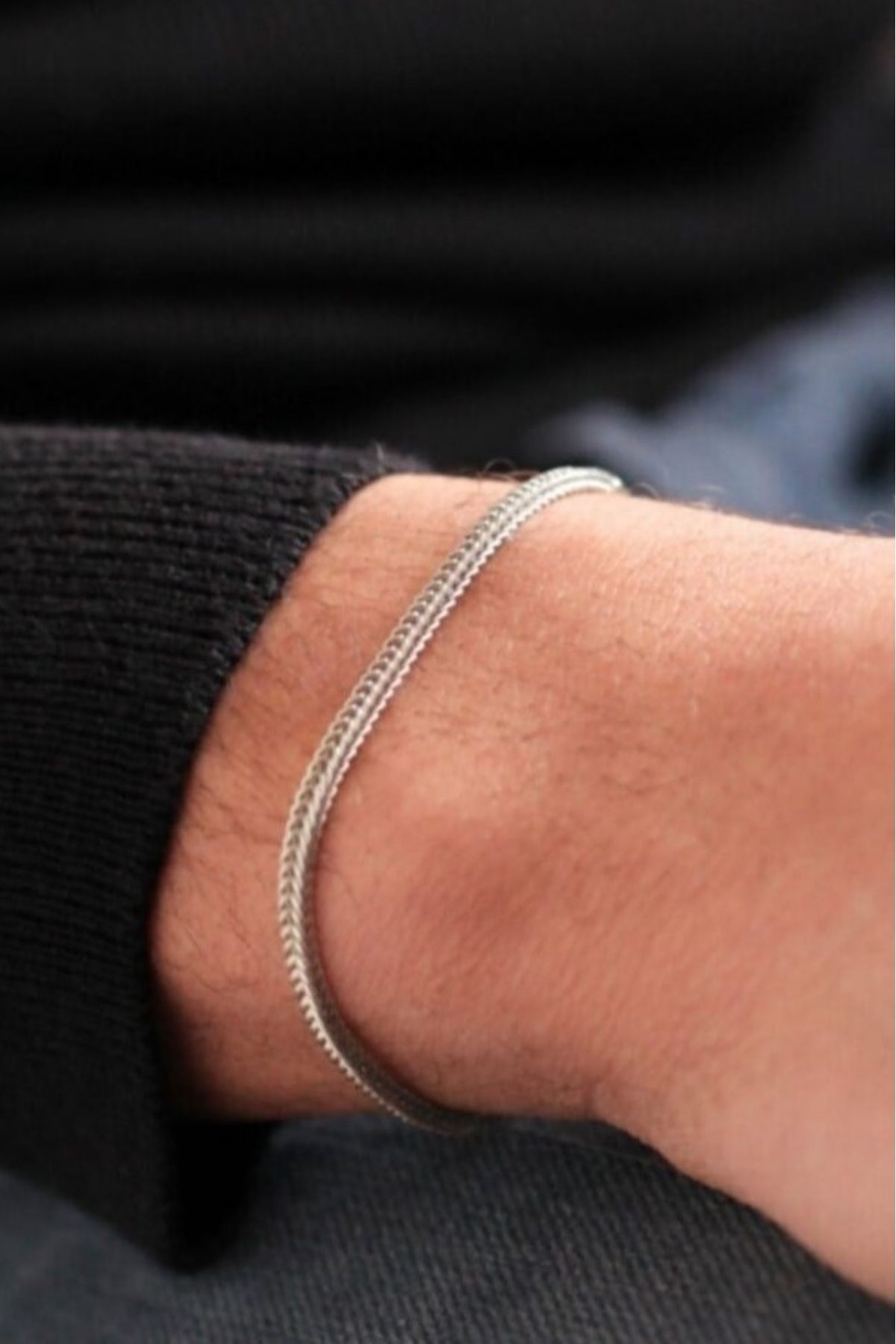 JEWELRY Tilki Kuyruğu Gümüş Renk Erkek Bileklik Künye