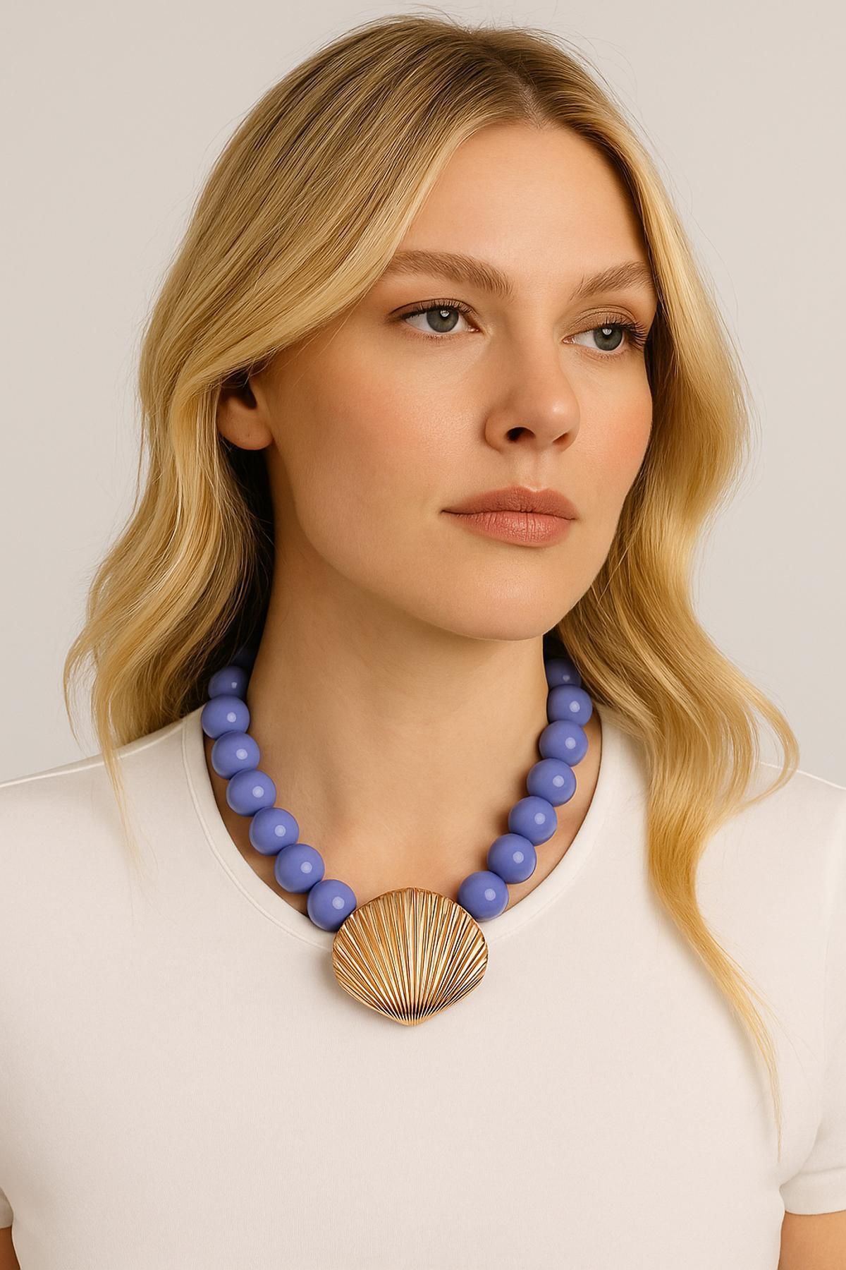 New Obsessions İstridye Uçlu Büyük Boncuklu Kolye