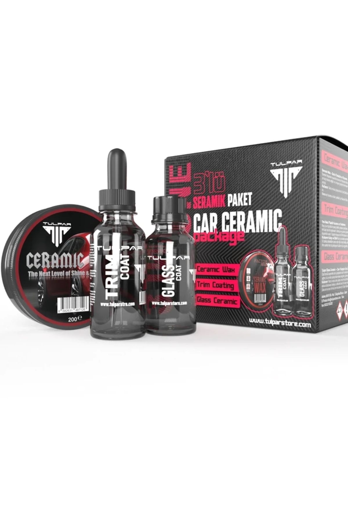 TULPAR KİMYA Ultimate Seramik Koruma Seti – Trim Seramik, Cam Seramik, Seramik Wax + Hediyeli Uygulama Kiti