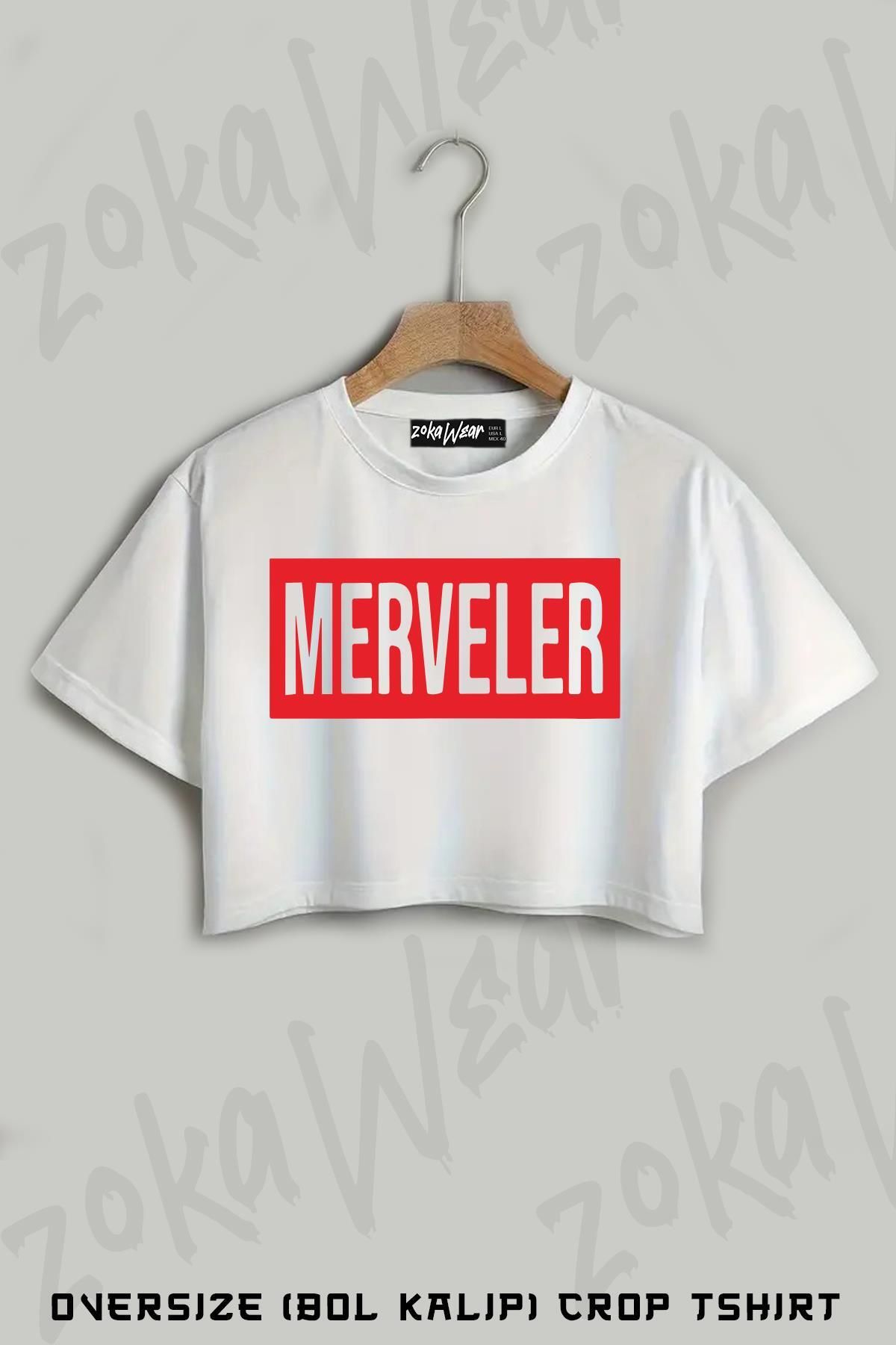 ZOKAWEAR Merveler Baskılı Oversize Crop T-Shirt