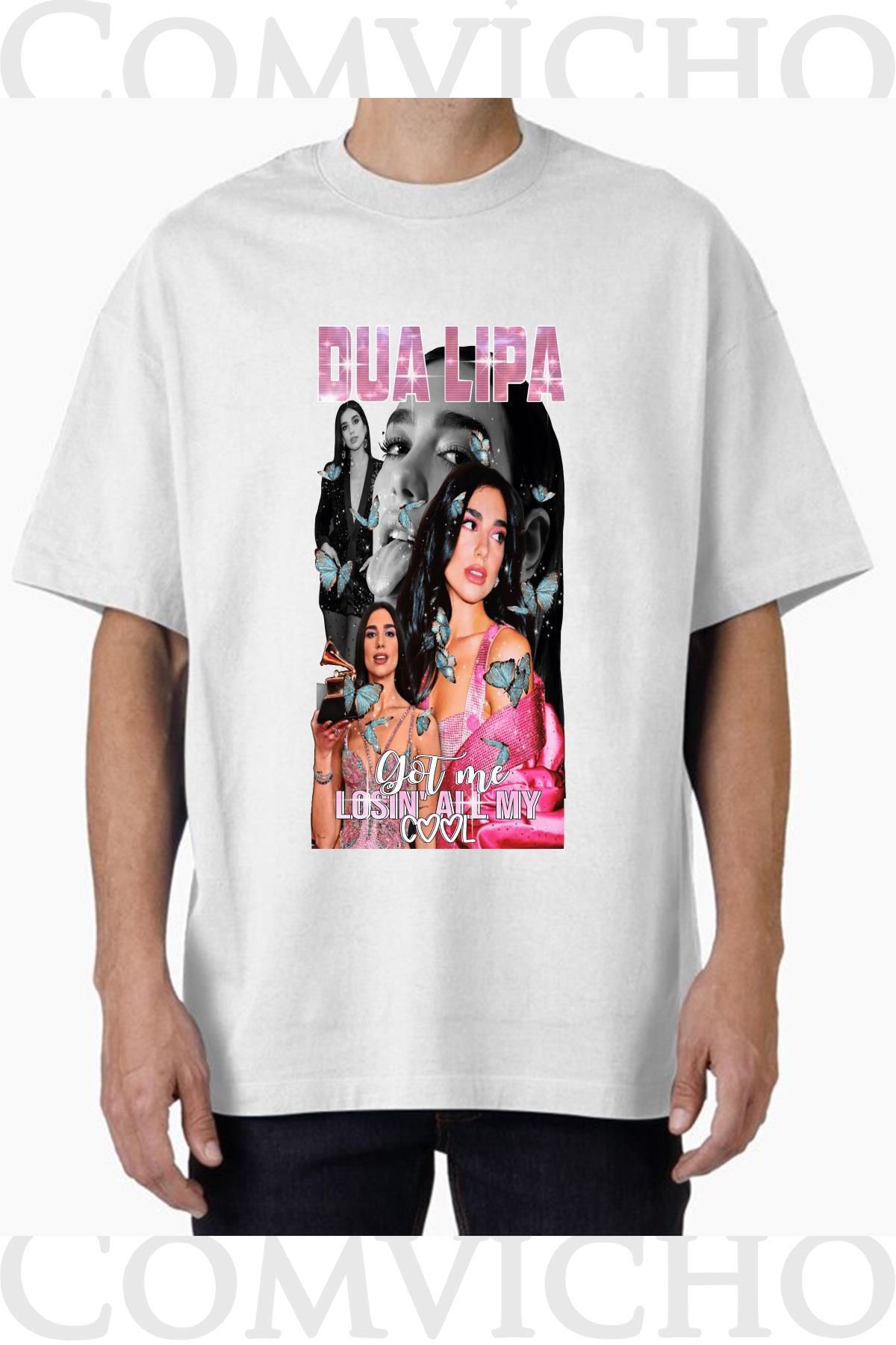 COMVİCHO Unisex dua lıpa v3 Tasarım Baskılı Oversize Tişört