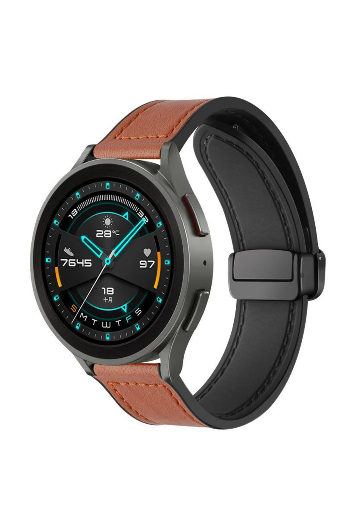 Choice 22mm Brown Leather Silicone Strap For Huawei Watch Gt
