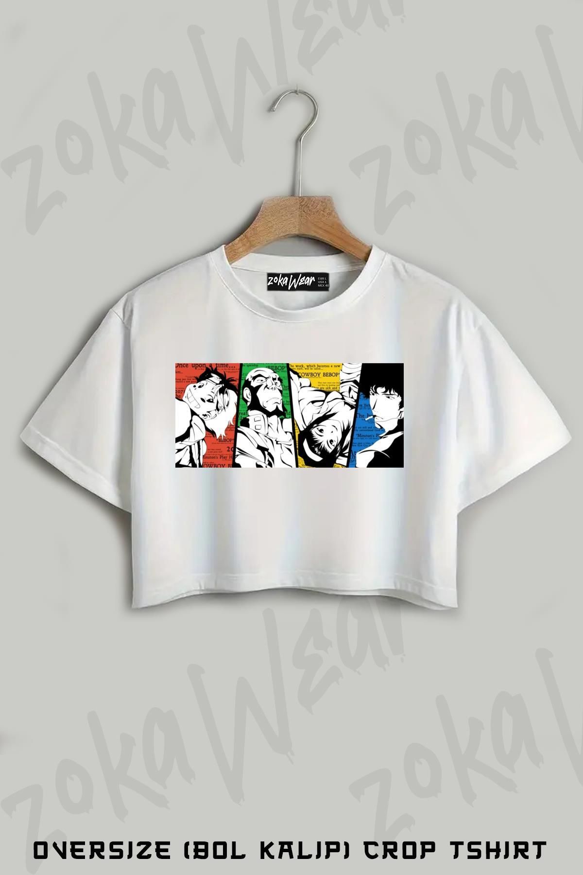 ZOKAWEAR Cowboy Bebop Karakterler v3 Baskılı Oversize Crop T-Shirt