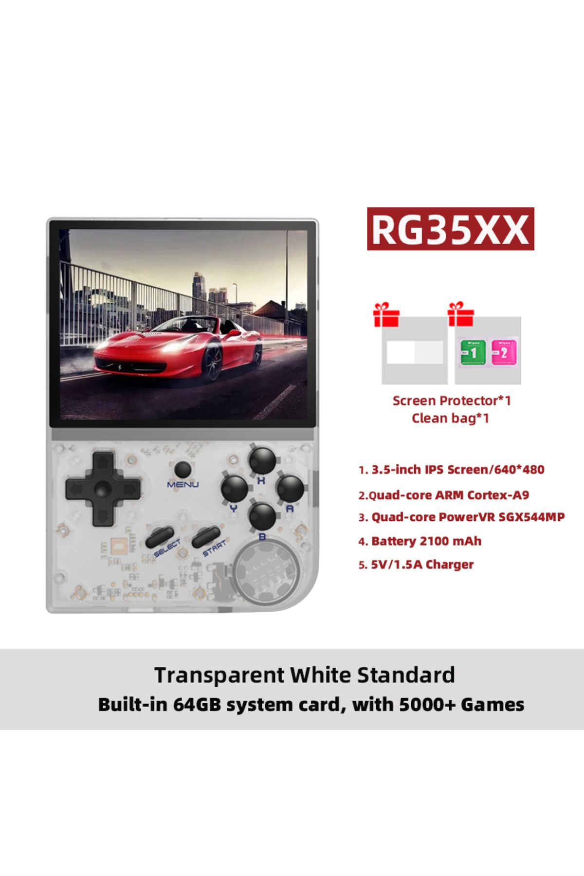 Choice-64G RG35XX White T ANBERNIC RG35XX Plus/RG35XX Retro Handheld Game Console 3.5″ IPS Screen Linux Por 1