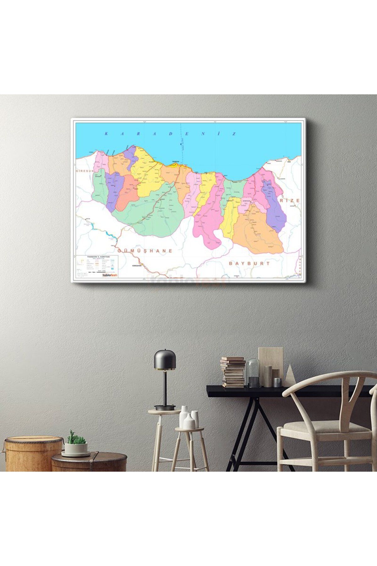 Tablofest Trabzon - İl Haritası Kanvas Tablo
