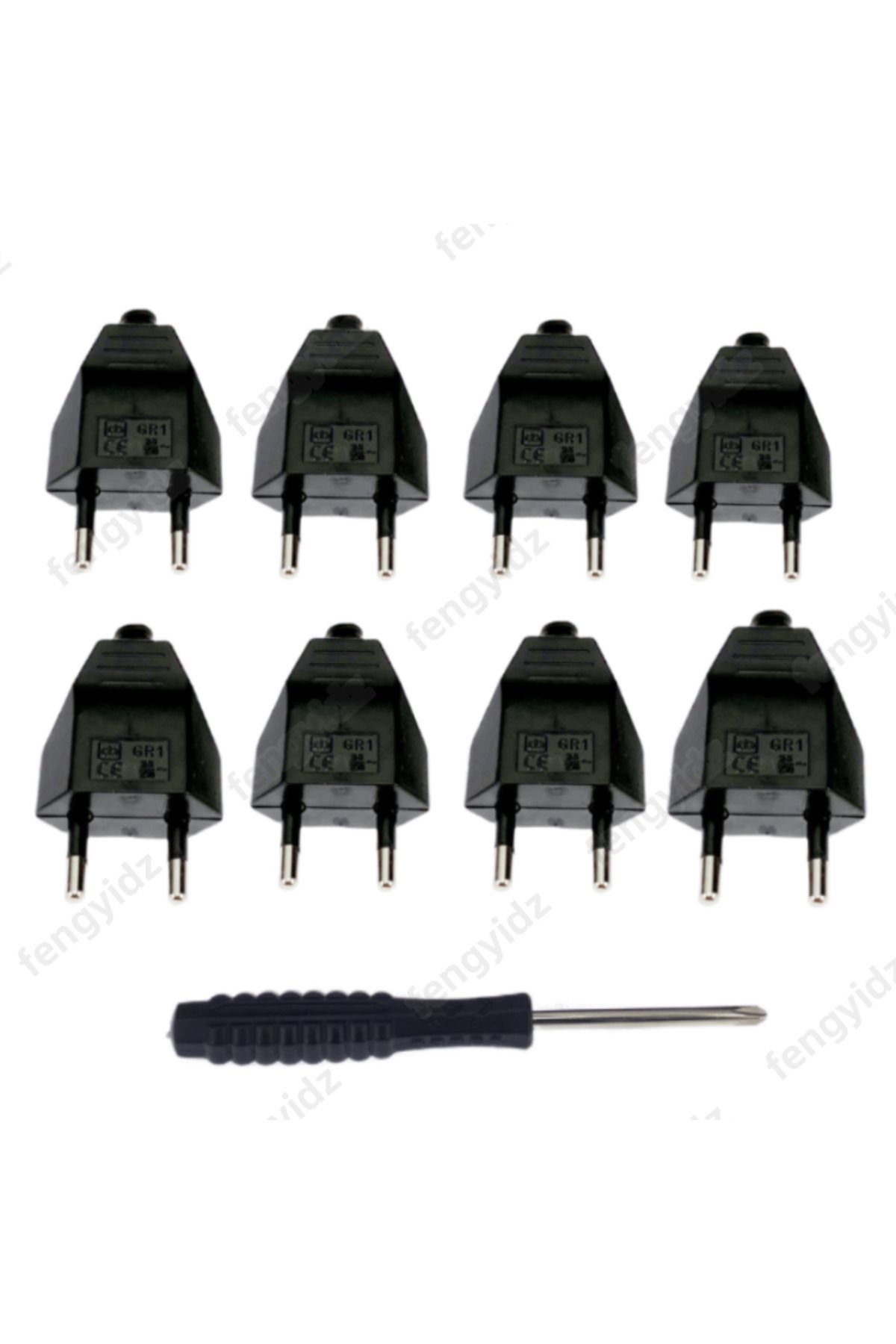 Choice-black 8pcs EU Plug Adapter with Screwdriver 220 V 2.5 A European Plug Socket Replacement Rewireable 1
