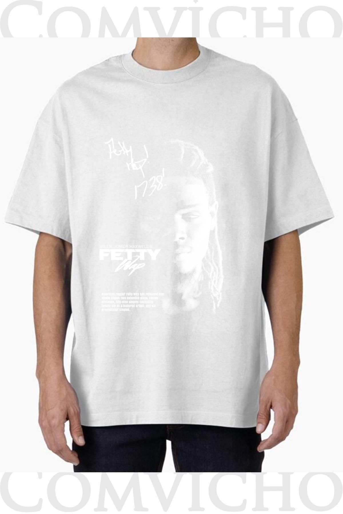 COMVİCHO Unisex fetty v1 Tasarım Baskılı Oversize Tişört