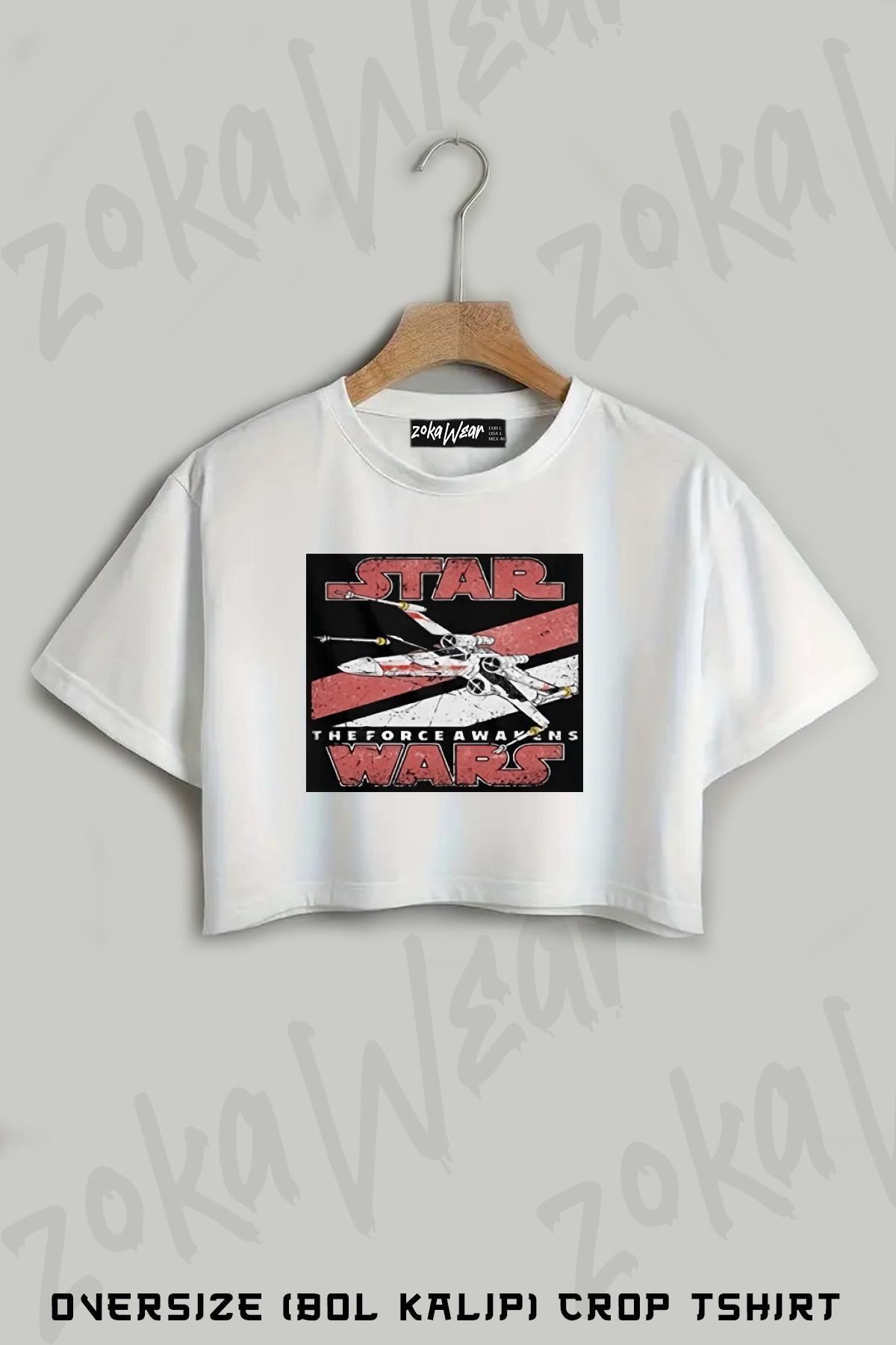 ZOKAWEAR Starwars eski Baskılı Oversize Crop T-Shirt