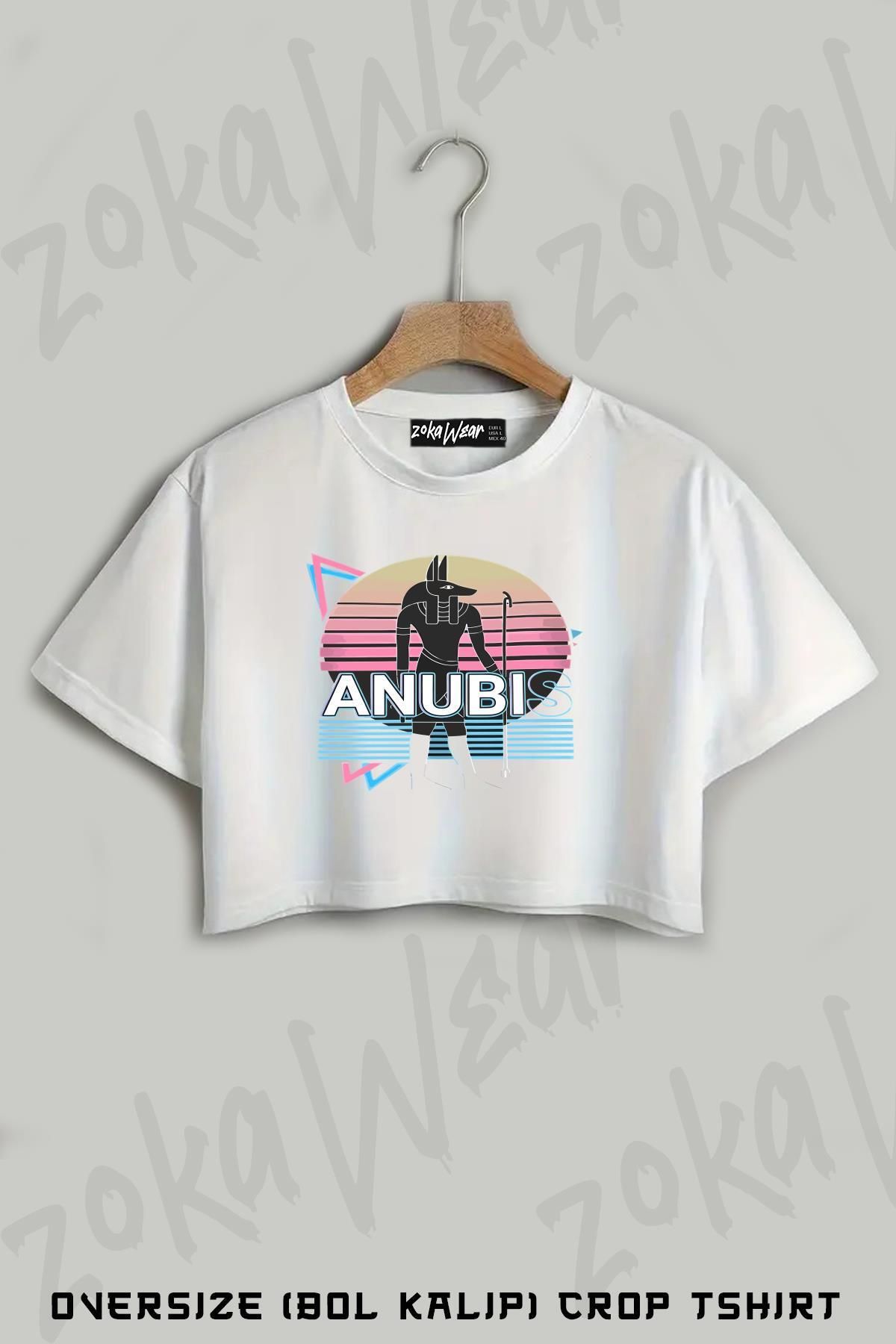 ZOKAWEAR Anubis Baskılı Oversize Crop T-Shirt