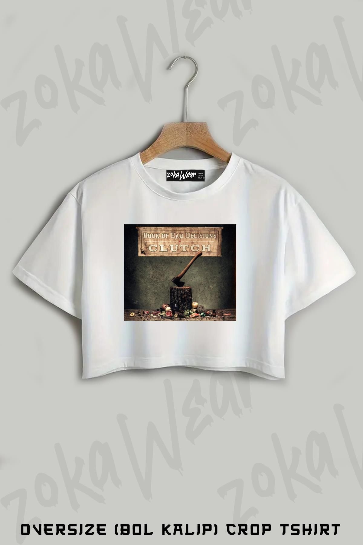 ZOKAWEAR Clutch Baskılı Oversize Crop T-Shirt
