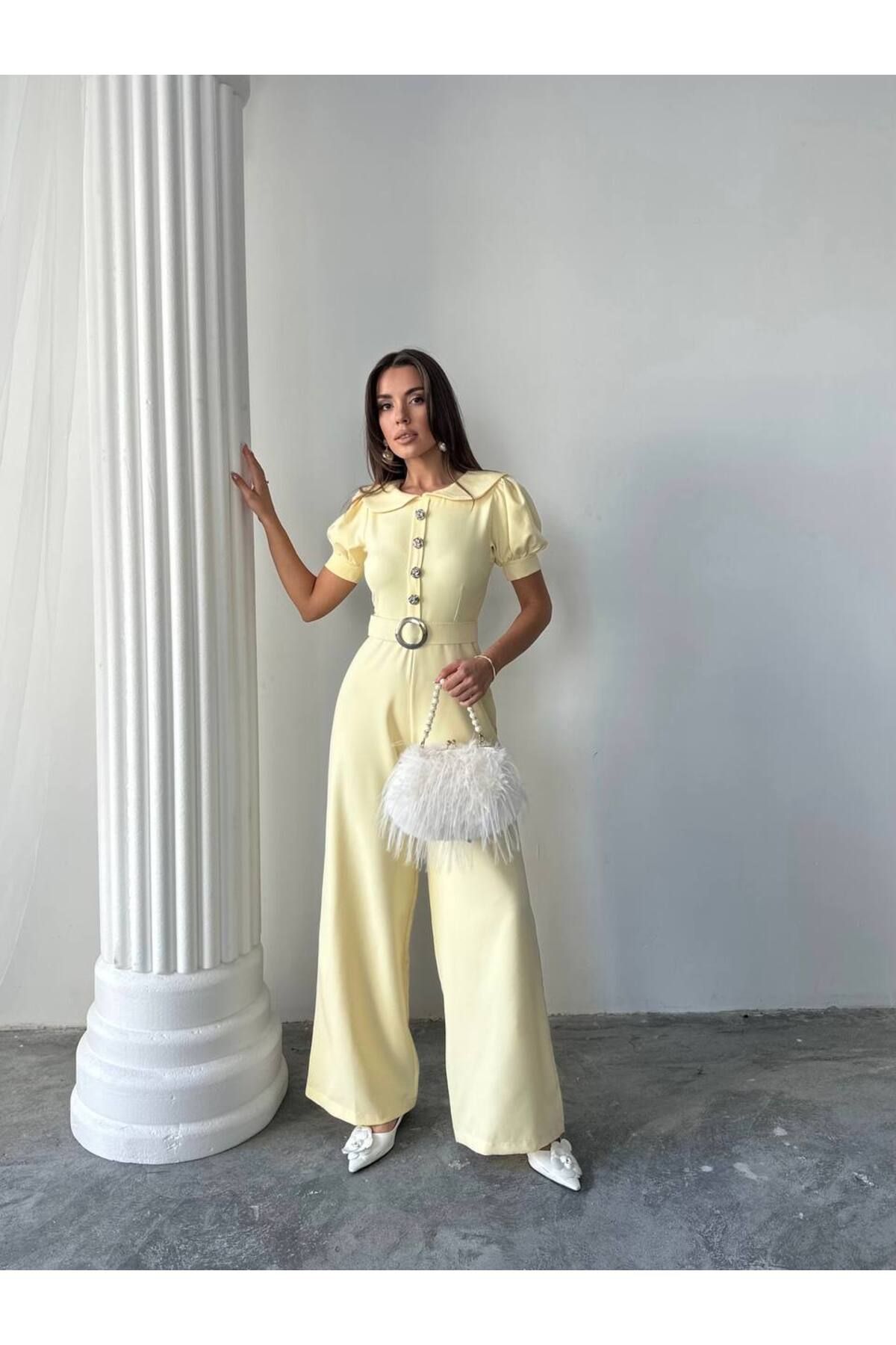 conconmoda Kadın Tasarım Kemerli Düğme Detaylı Alvin Tulum