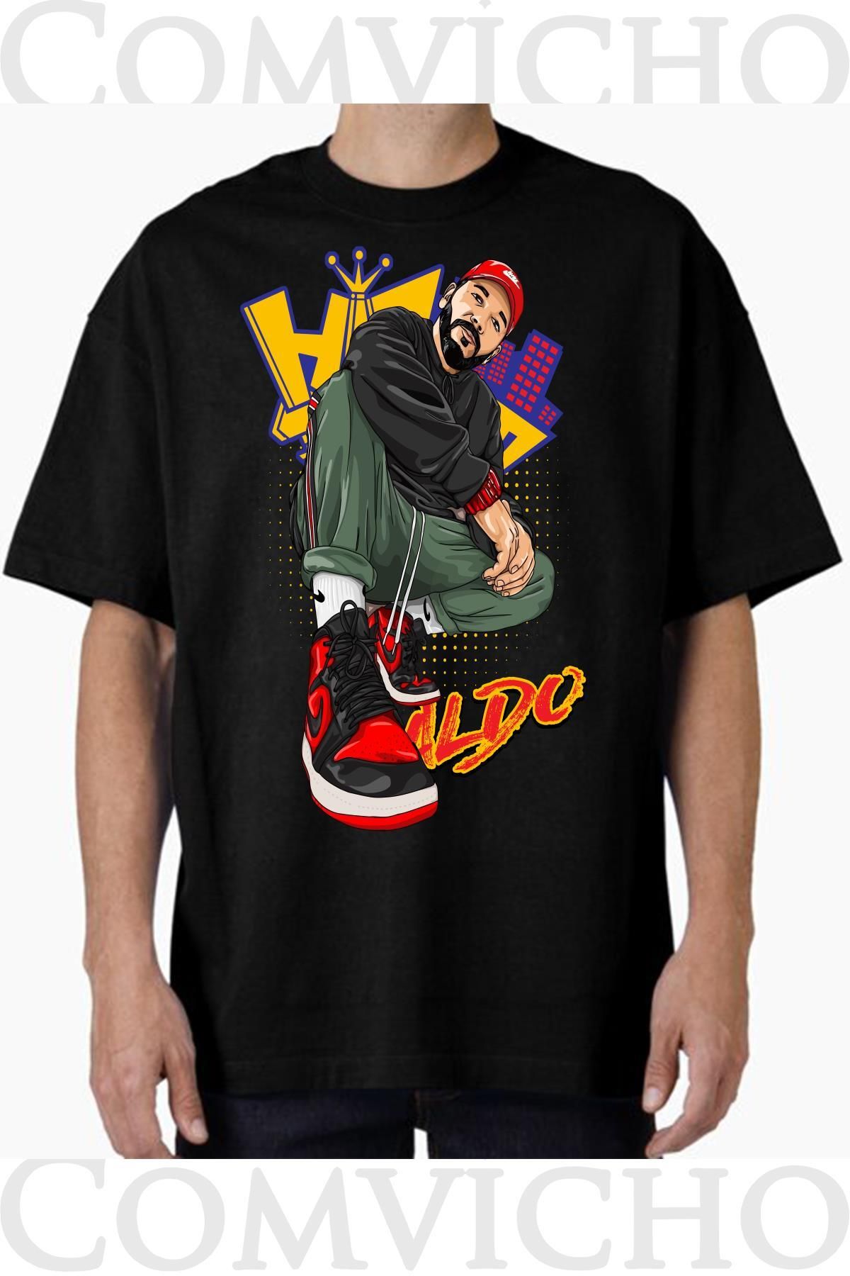 COMVİCHO Unisex aldow v1 Tasarım Baskılı Oversize Tişört
