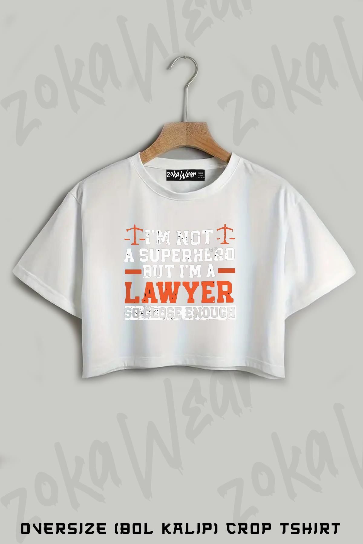 ZOKAWEAR Avukat Lawyer Baskılı Oversize Crop T-Shirt