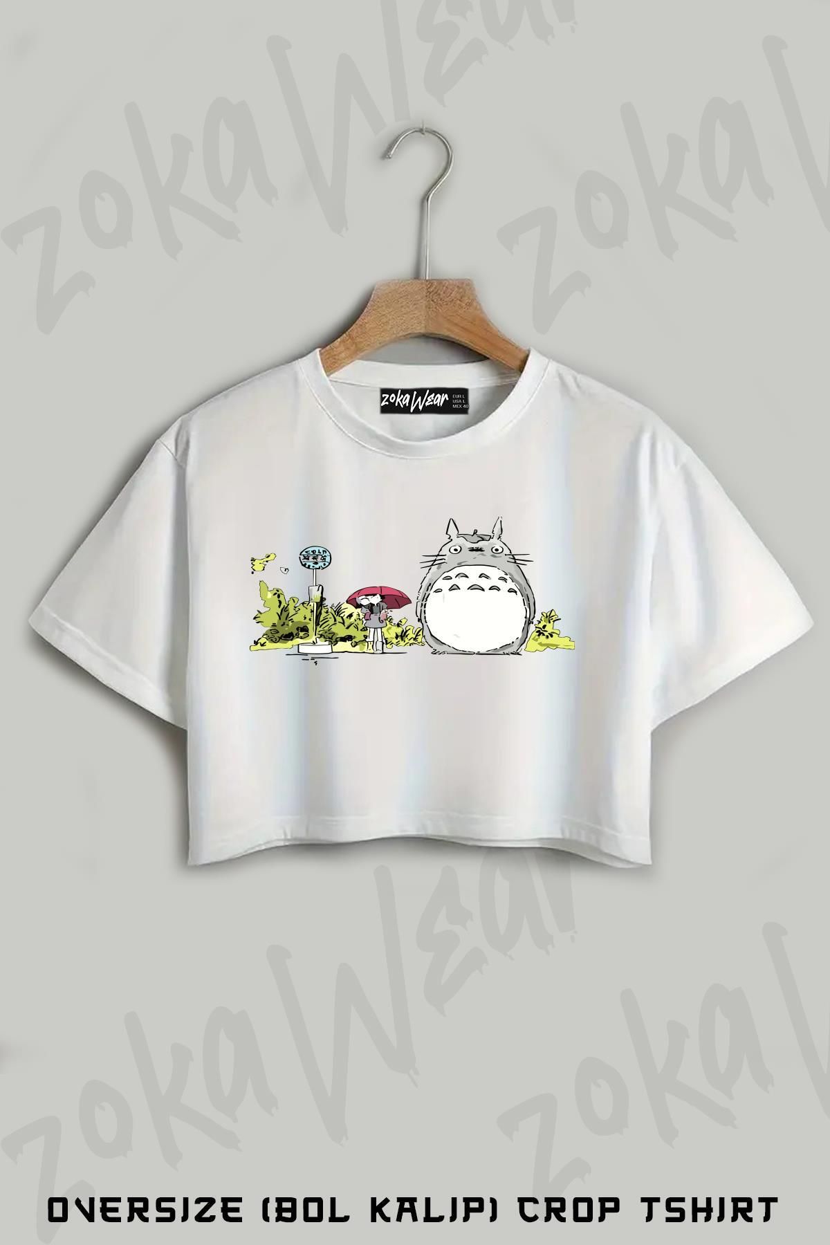 ZOKAWEAR My Neighbor Totoro Aesthetic Vintage Art Baskılı Oversize Crop T-Shirt