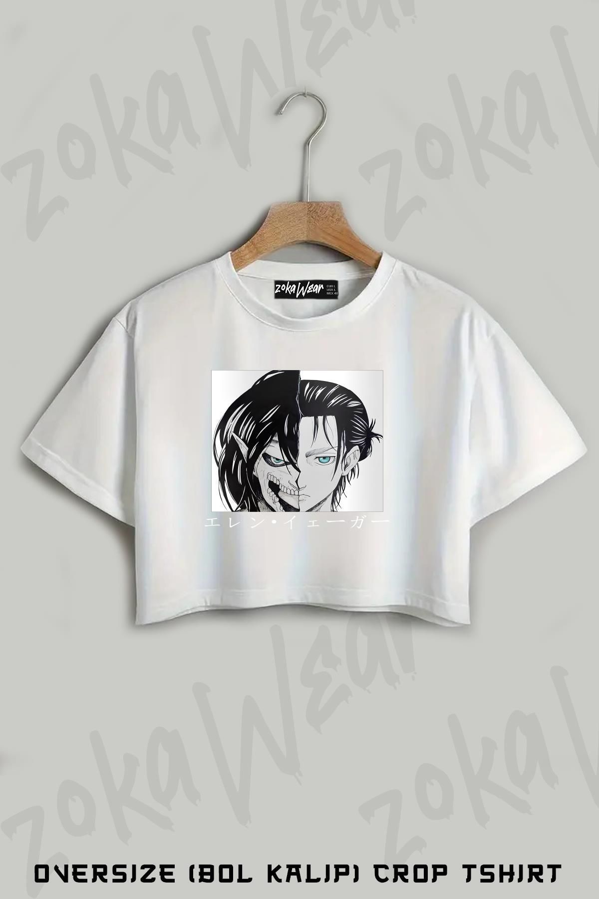 ZOKAWEAR Attack On Titan Eren Yeager2 Baskılı Oversize Crop T-Shirt