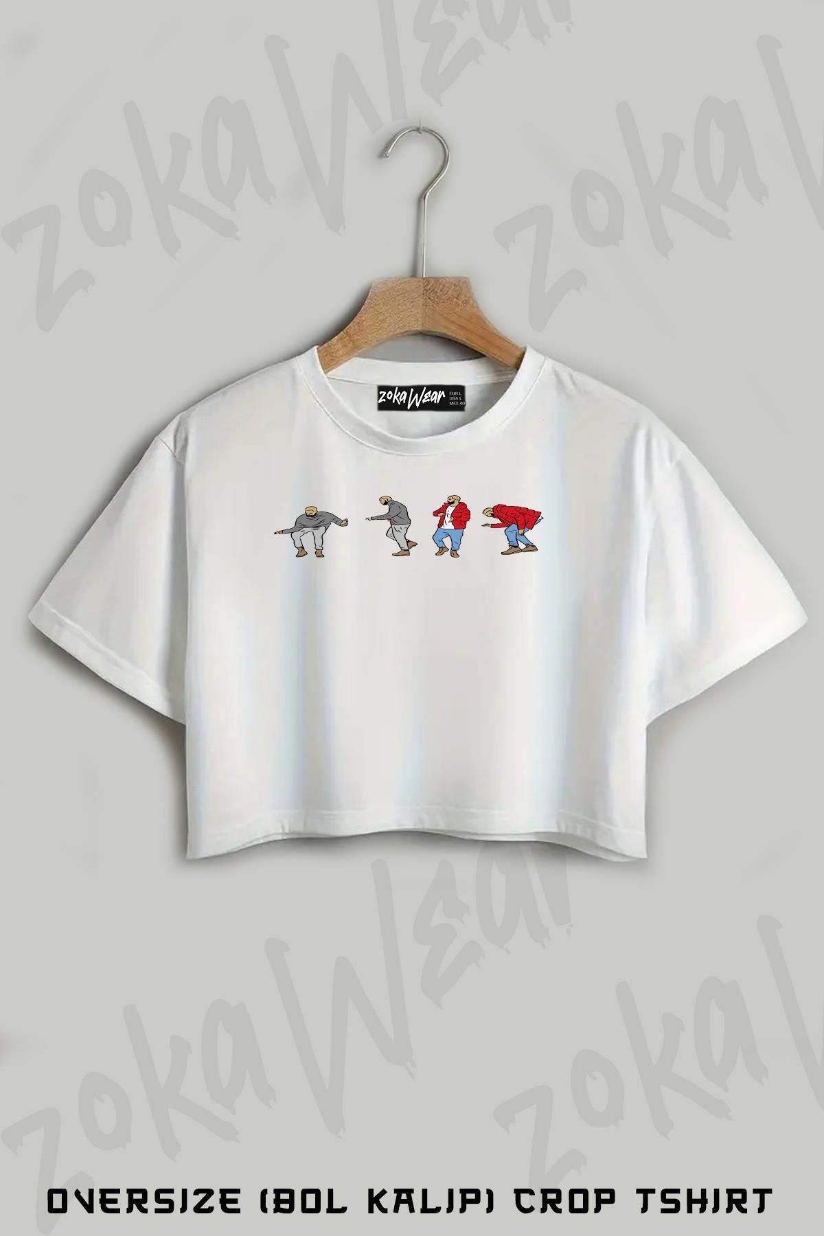 ZOKAWEAR Drake hotlinebling Baskılı Oversize Crop T-Shirt