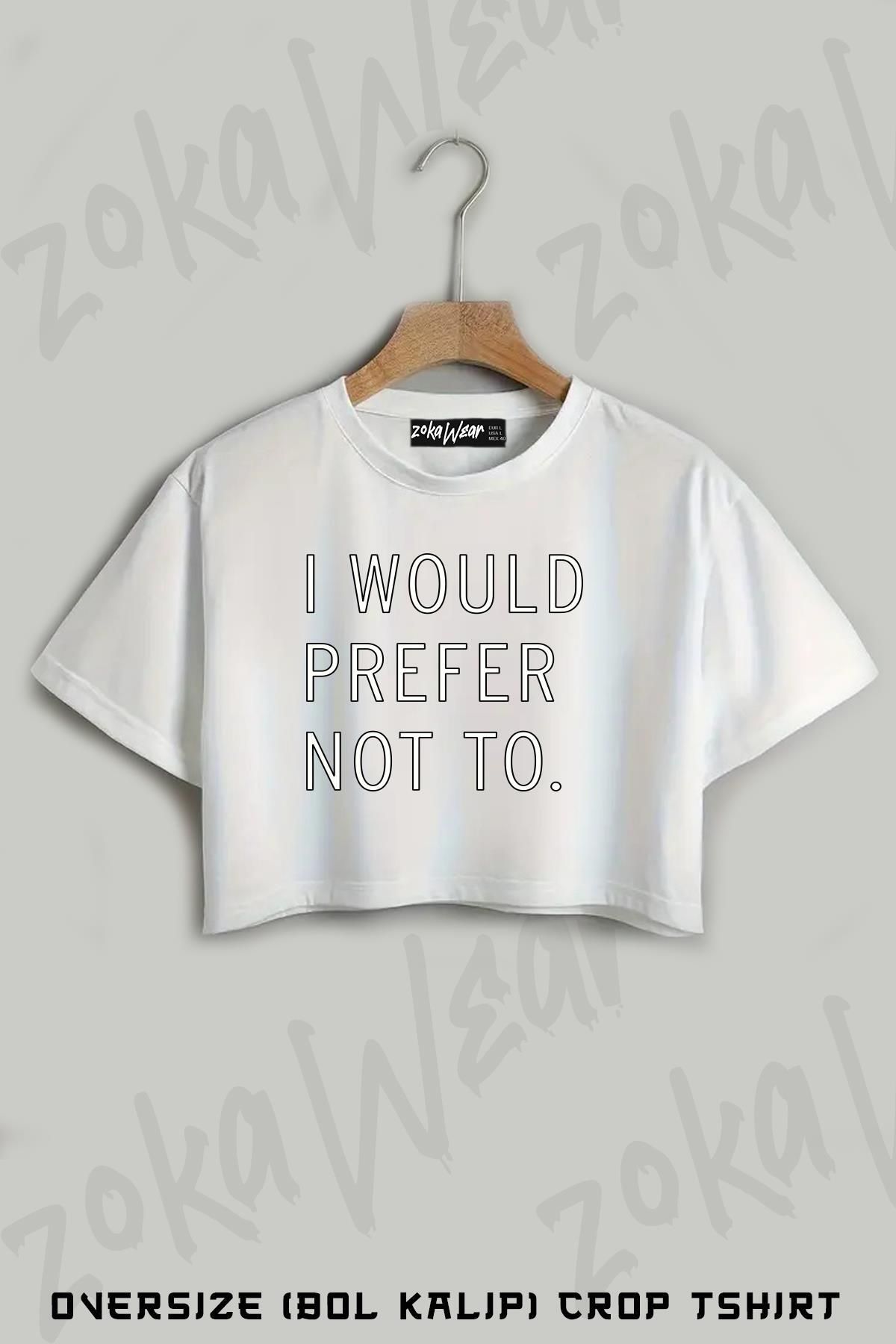 ZOKAWEAR I Would Prefer Not To Slavoj Baskılı Oversize Crop T-Shirt