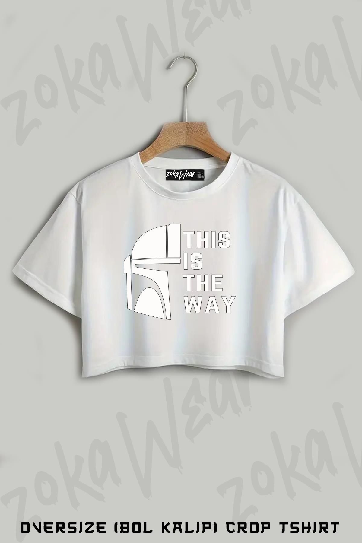 ZOKAWEAR Crazy Ideas About The Mandalorian Baskılı Oversize Crop T-Shirt