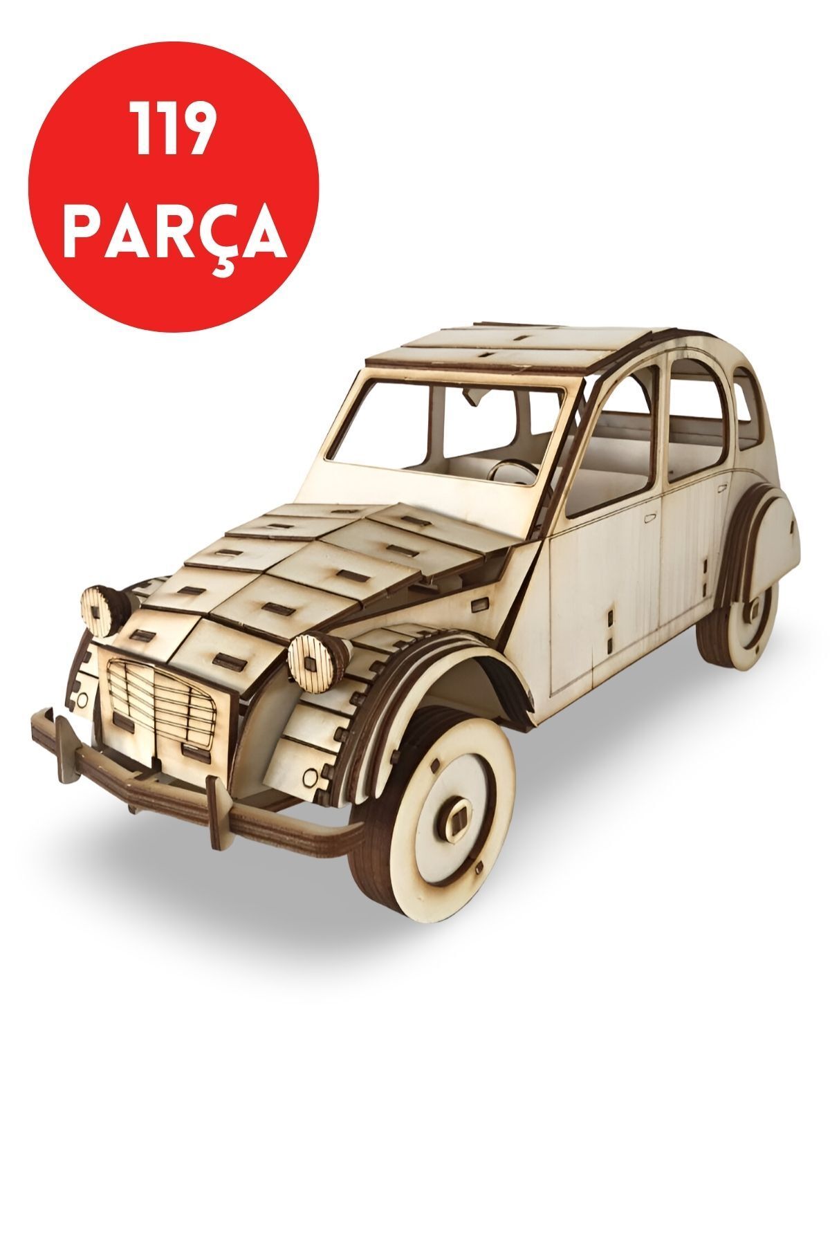 ALGWOOD 3D Citroën 2CV 1975 Ahşap Model - Klasik Citroën 2CV Ahşap Maket - 3D Hobi Puzzle