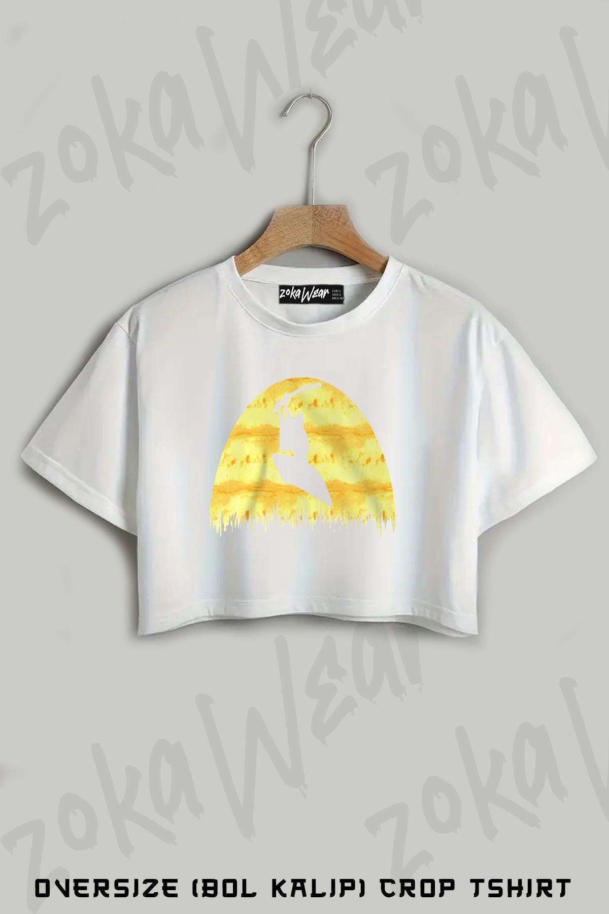 ZOKAWEAR Samurai Jack Training Baskılı Oversize Crop T-Shirt