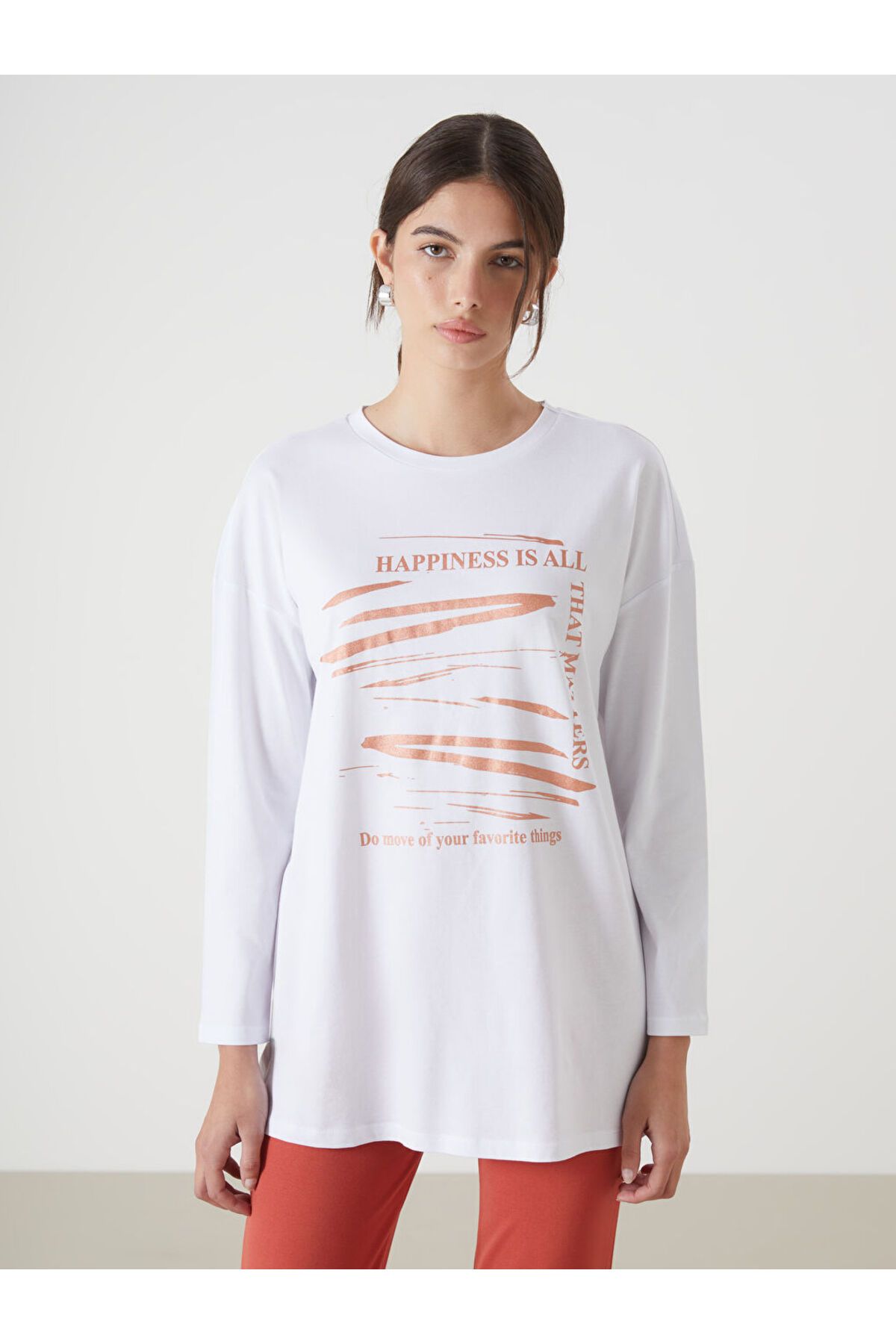 LC Waikiki Yeni Sezon Bisiklet Yaka Baskili Kadin Tunik - S5JG54Z8
