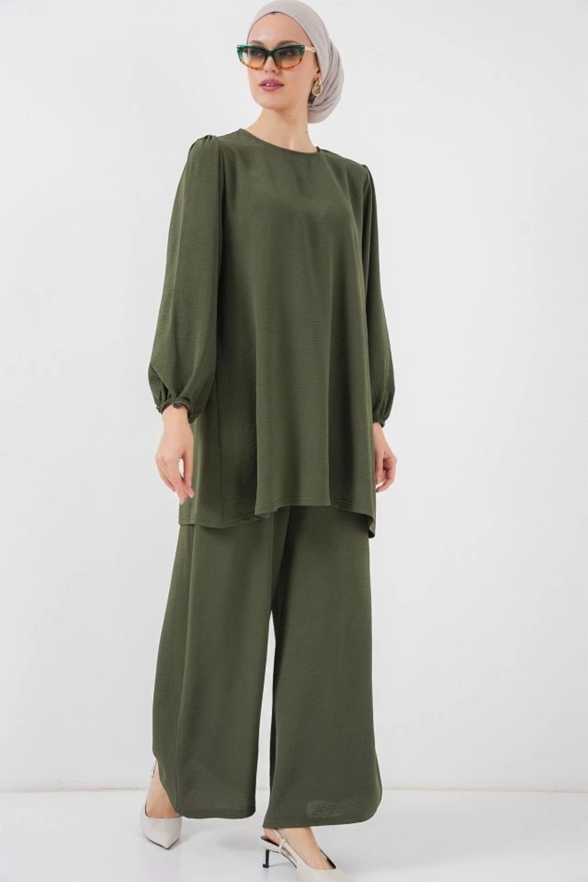 Butik Ayrobin Tunik Pantolon Alt Üst Takım 6712 - Haki