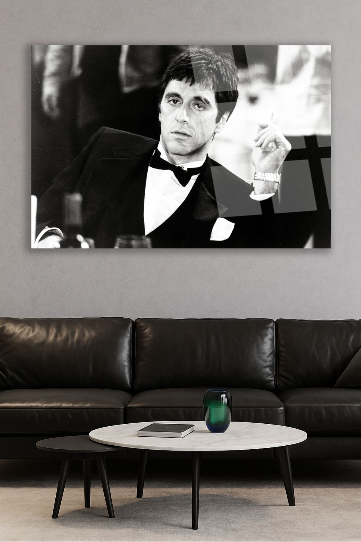 TAULART Tony Montona Al Pacino Kırılmaz Lüks Cam Tablo – Lüks ve Modern Duvar Dekoru Dikey Tablo