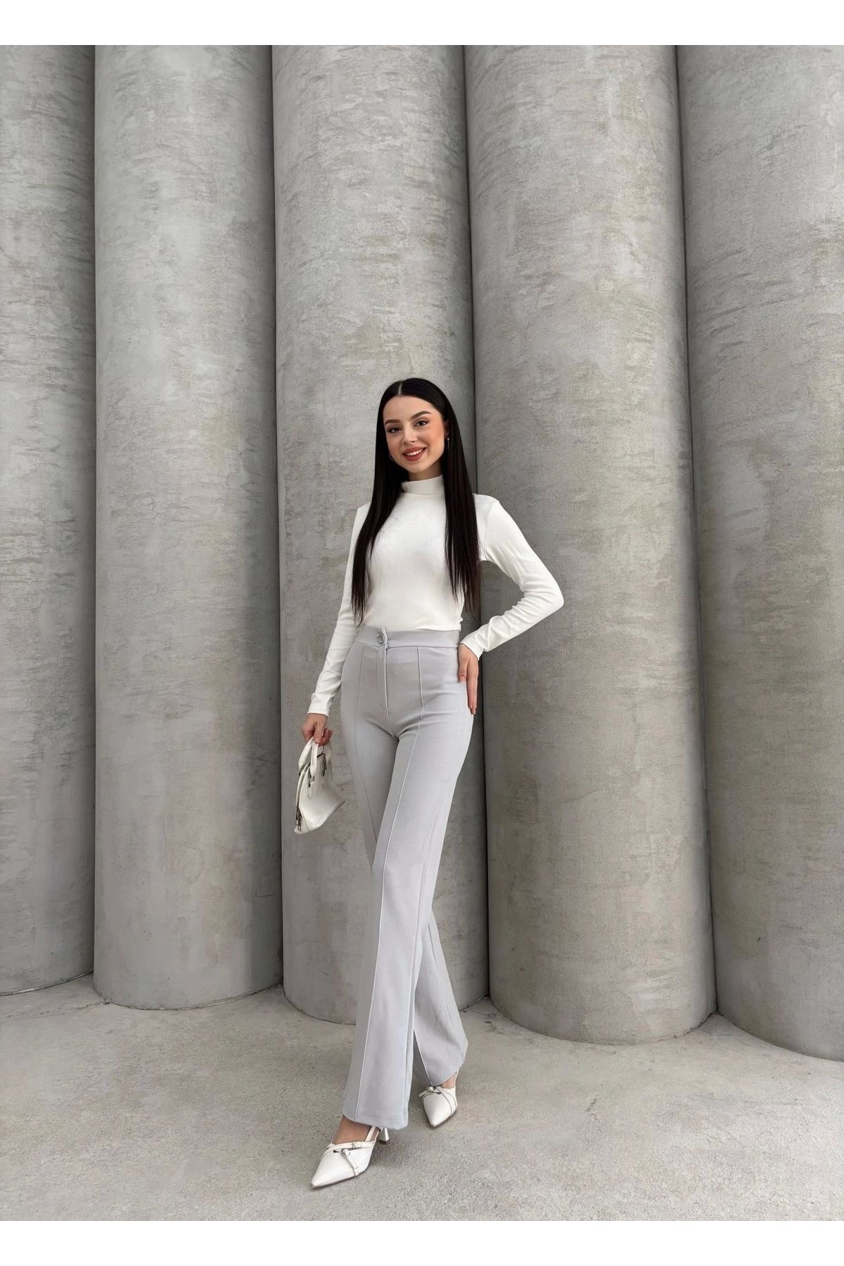 BellevieStore İthal krep kumaş palazzo pantolon