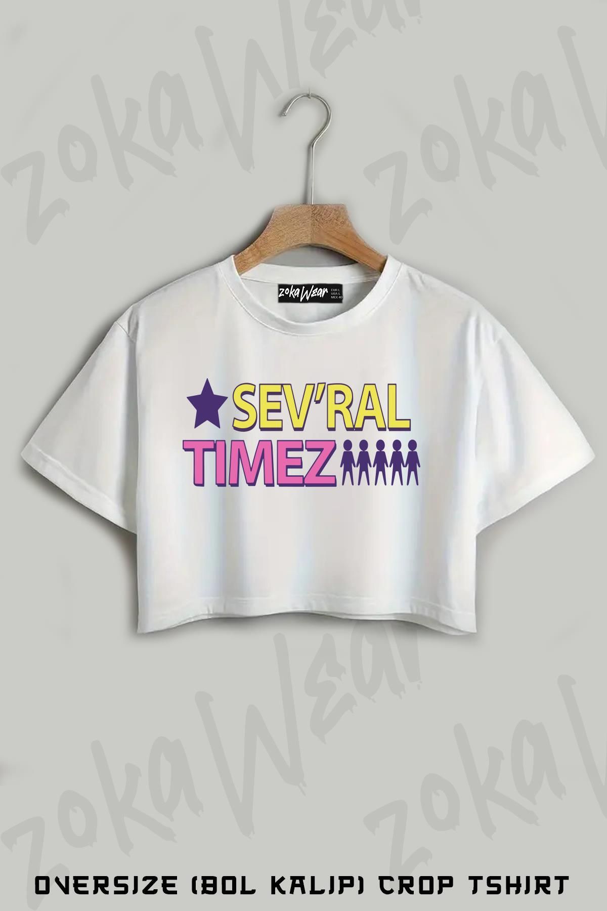 ZOKAWEAR Sev'ral Timez Gravity Falls Baskılı Oversize Crop T-Shirt