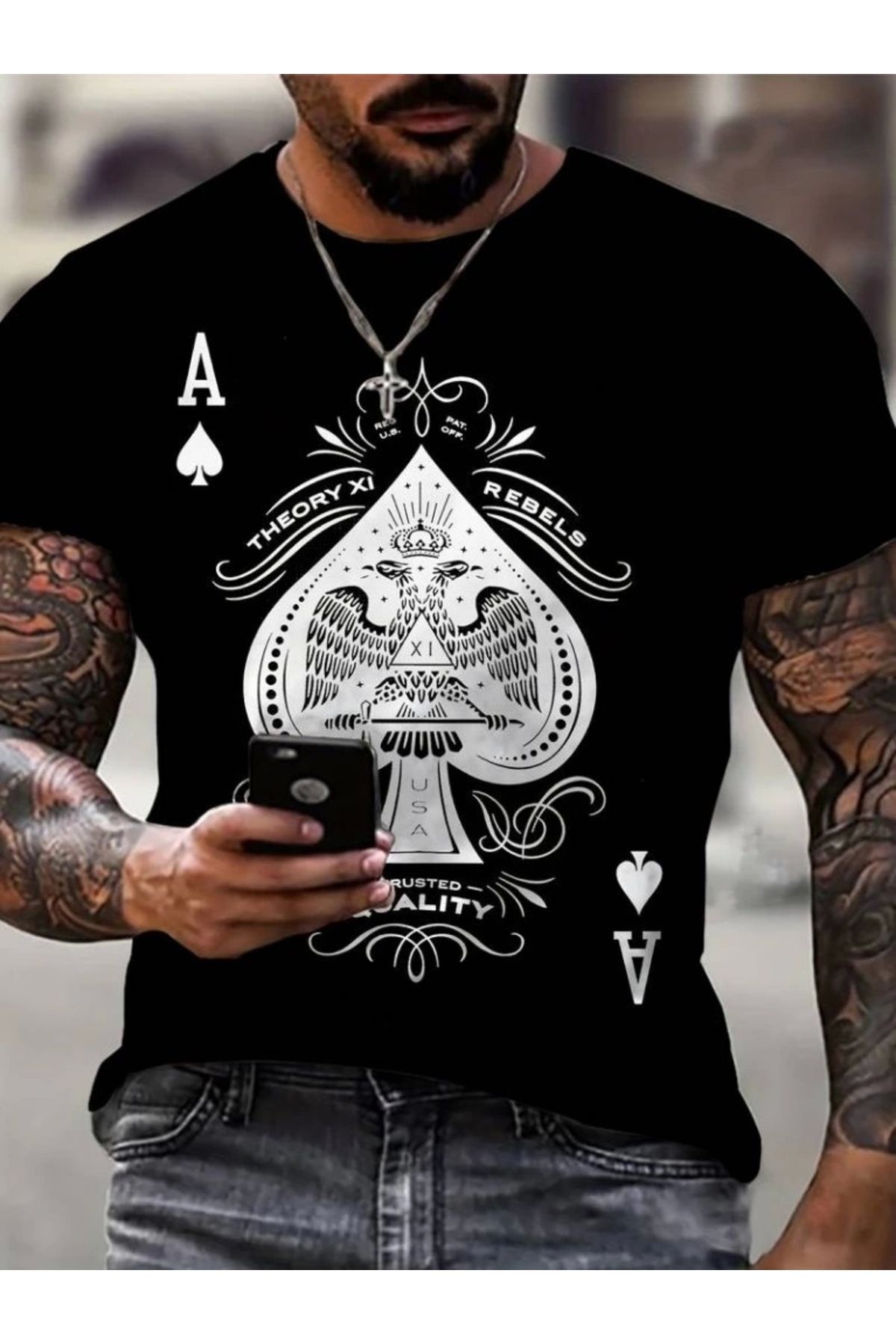 Butik Erkek Kısa Kollu Yuvarlak Yaka Desenli Viskon Bluz