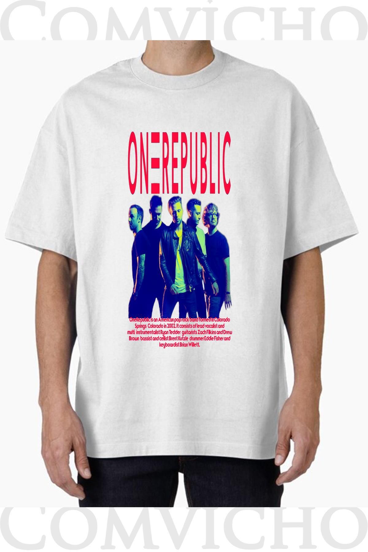 COMVİCHO Unisex one republıc v1 Tasarım Baskılı Oversize Tişört
