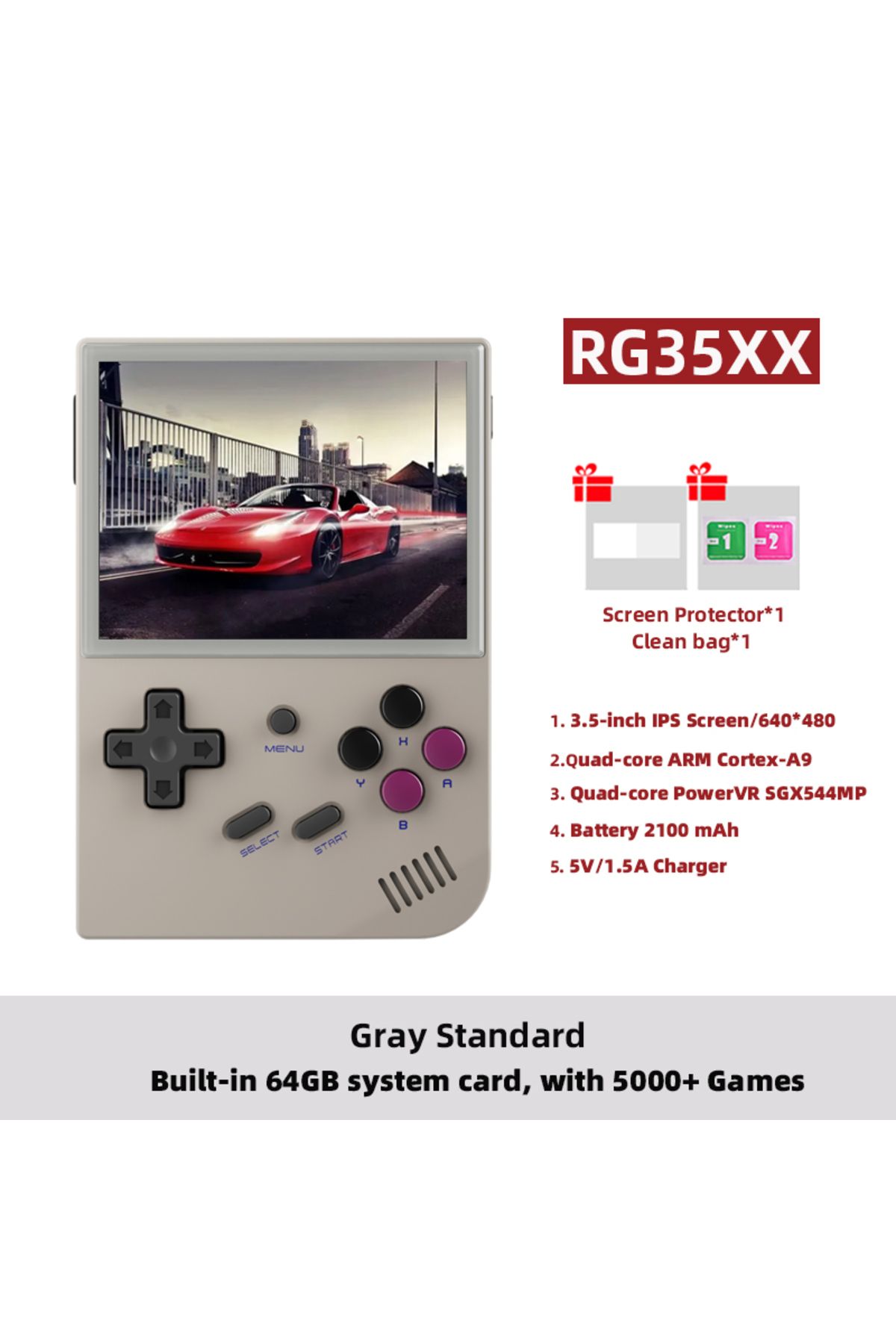 Choice-64G RG35XX Grey ANBERNIC RG35XX Plus/RG35XX Retro Handheld Game Console 3.5″ IPS Screen Linux Portab 1