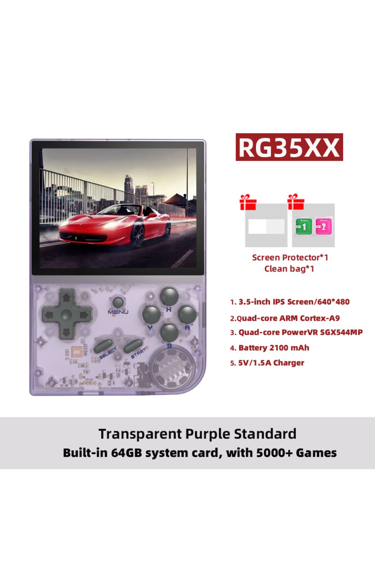 Choice-64G RG35XX Purple T ANBERNIC RG35XX Plus/RG35XX Retro Handheld Game Console 3.5″ IPS Screen Linux Po 1