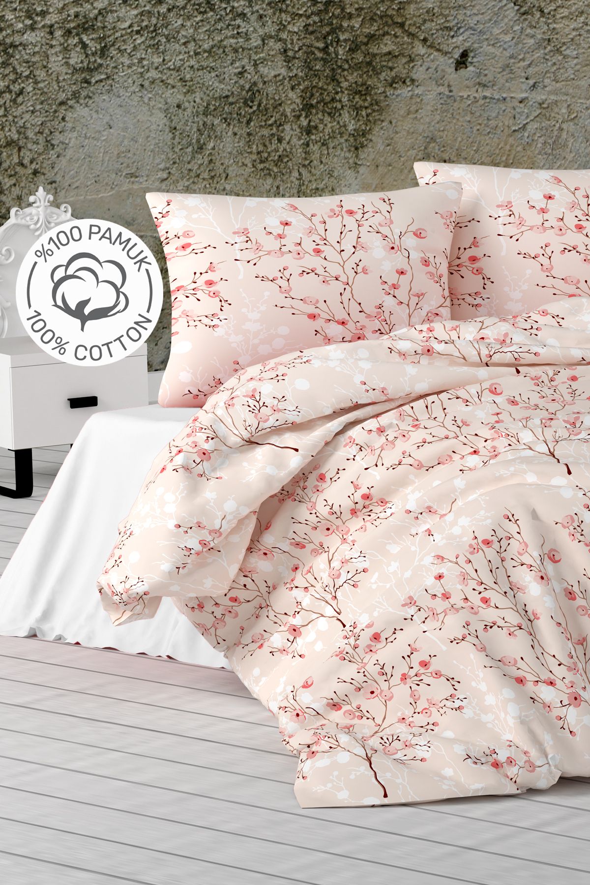 CND Sakura | Çift Kişilik Nevresim Takımı | Pembe | %100 Pamuklu