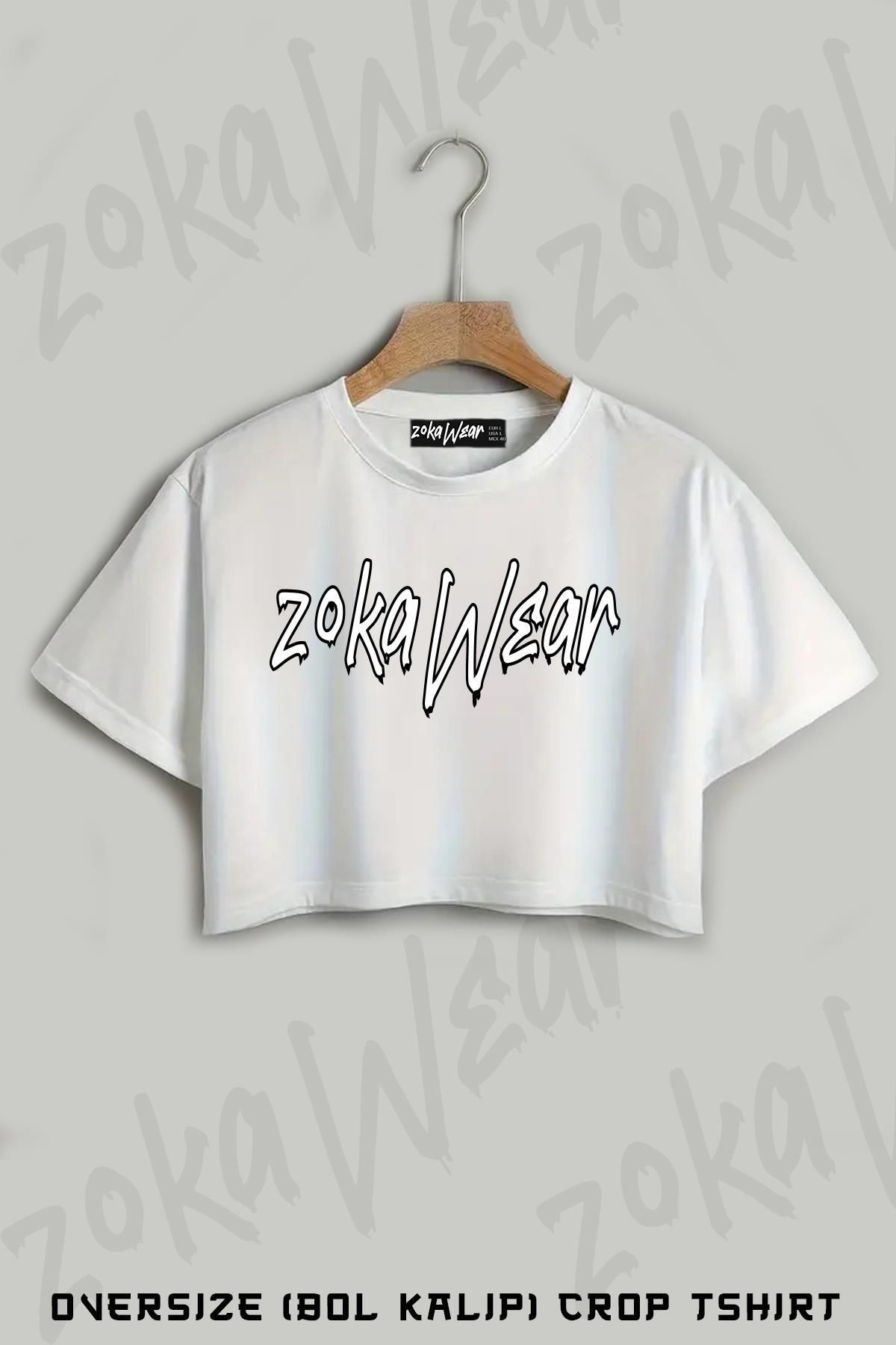 ZOKAWEAR Logo Baskılı Oversize Crop T-Shirt