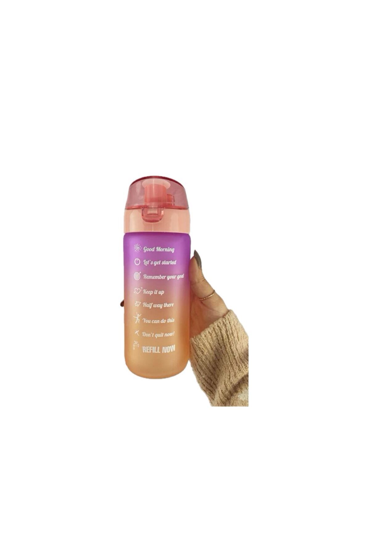 Elit-Elit81 Motivational Glass Drinking Bottle Purple Orange Bpa Free 500ml 5