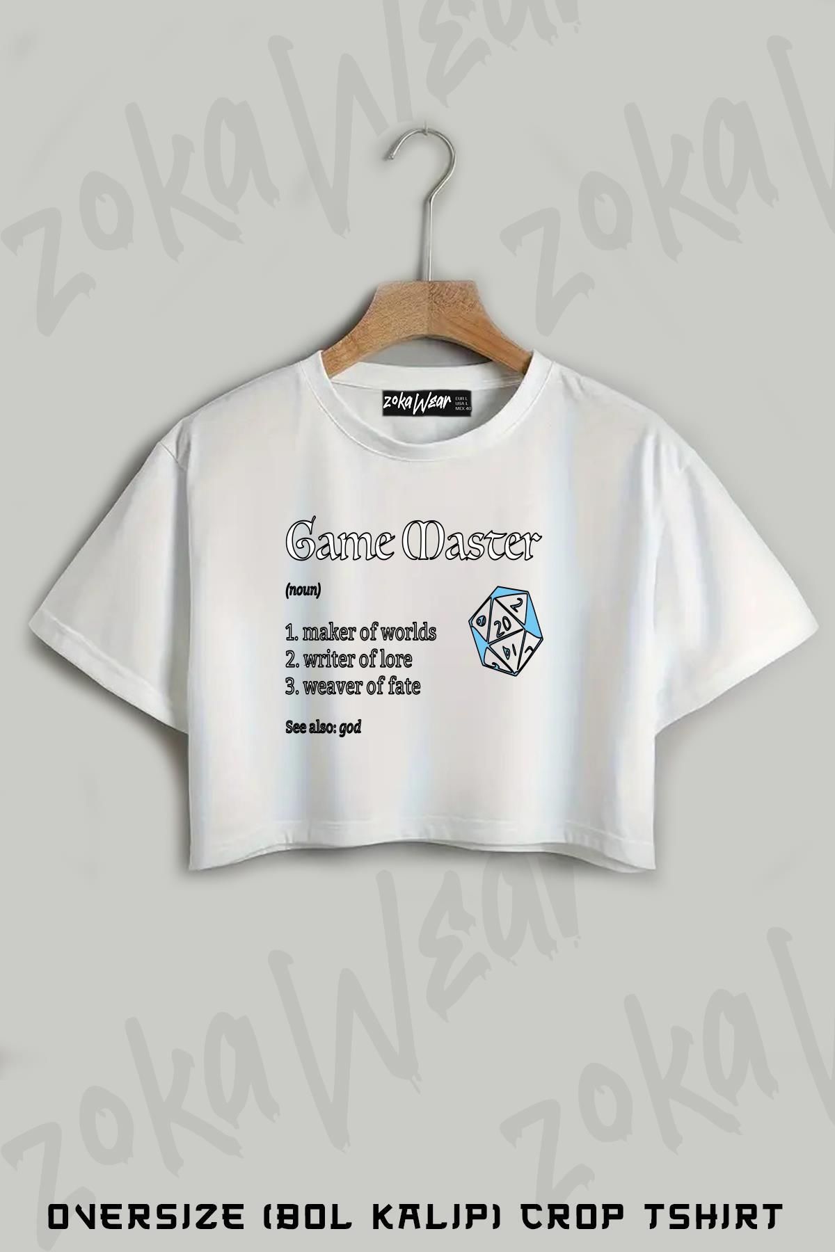 ZOKAWEAR Dungeon Master (DM) Definition Baskılı Oversize Crop T-Shirt