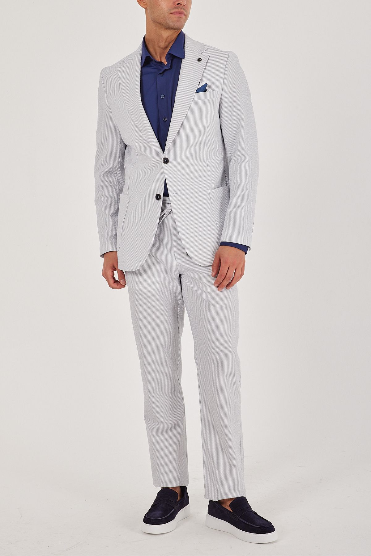 ACTUAL Slim Fit Gofre Mono Yaka Torba Cep Takım Elbise 4064 Beyaz