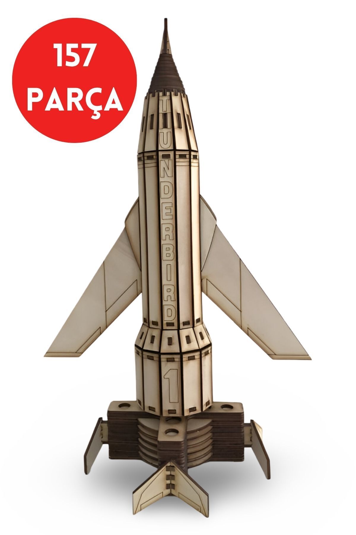 ALGWOOD Thunderbird 1 Roket Ahşap Maketi - 157 Parça DIY Hobi Maketi - Ahşap Roket Maketi