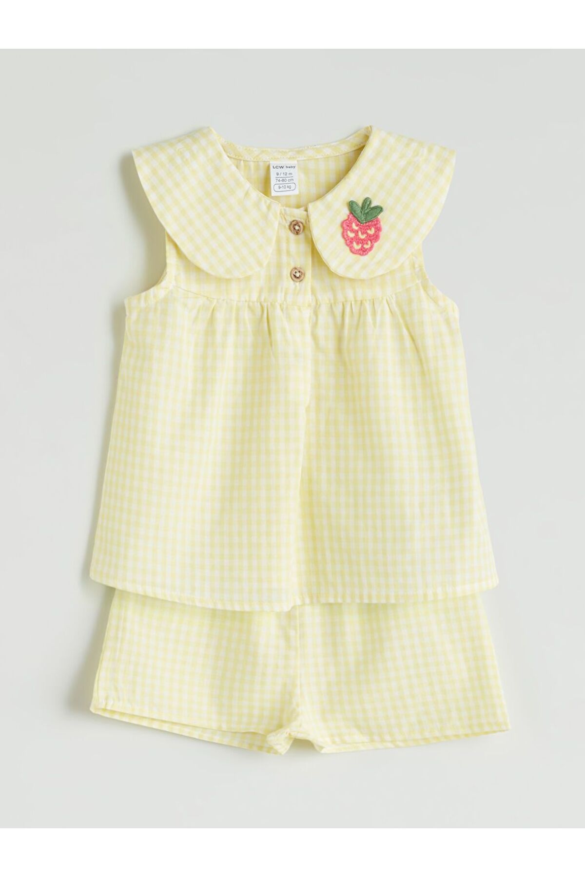 LC Waikiki LCW baby Çilek Nakışlı Kız Bebek Bluz ve Şort 2'li
