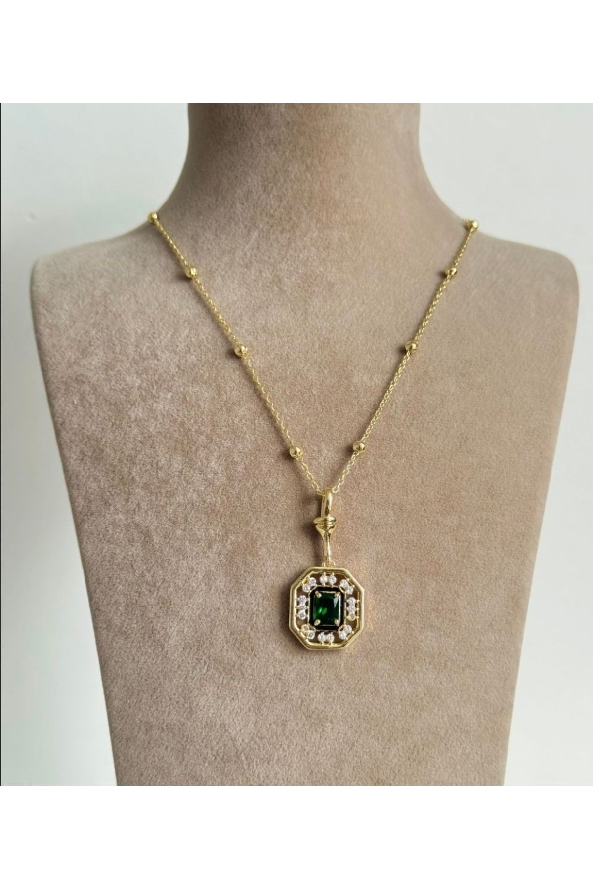 Lunia accessories Çelik Lunia Serenay Yeşil Taşlı Kolye
