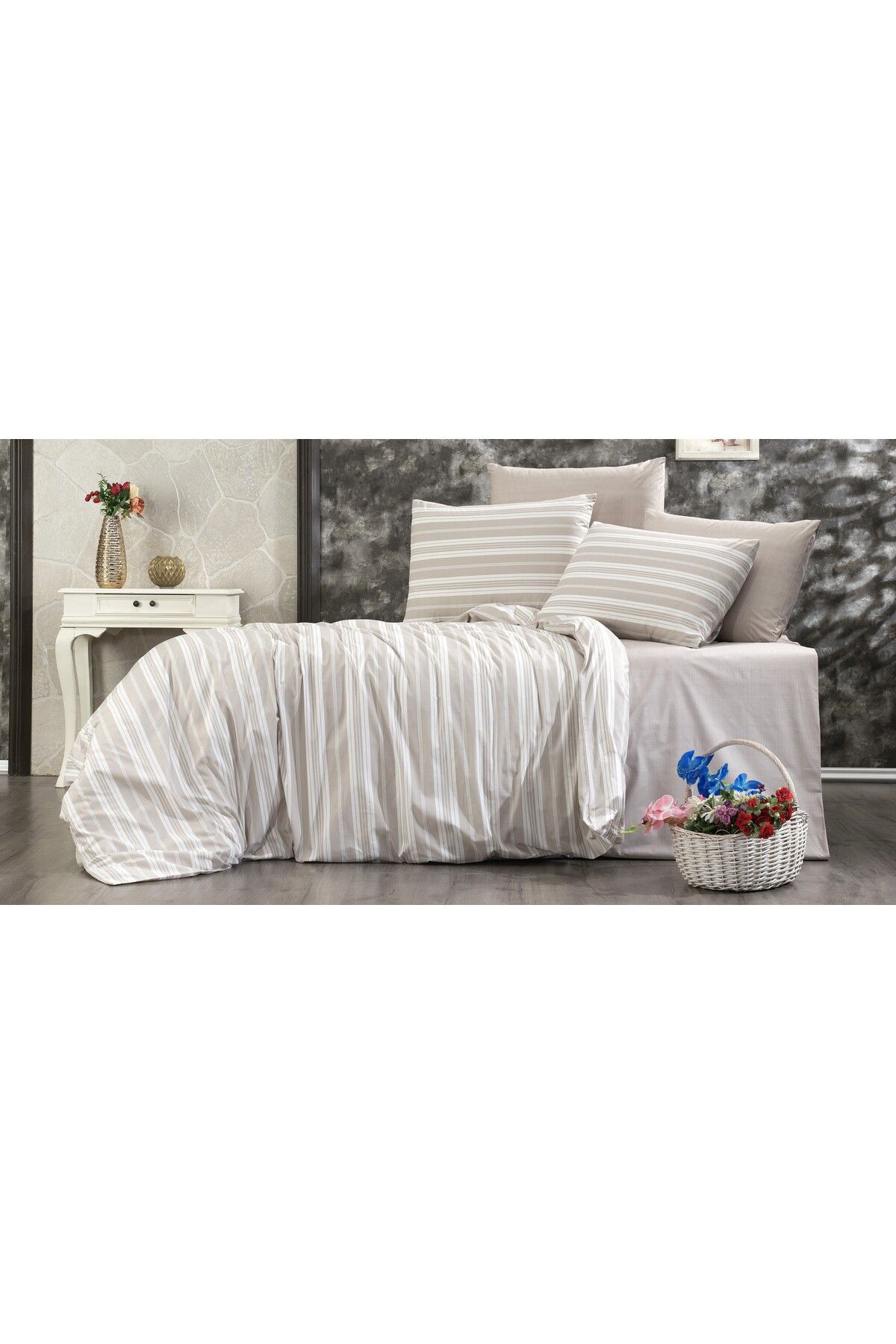 pınarhome collectıon PINAR HOME COLLECTION ÇİFT KİŞİLİK NEVRESİM SETİ 100% PAMUK (200X220 NEVRESİM+2 ADET YASTIK KILIFI)