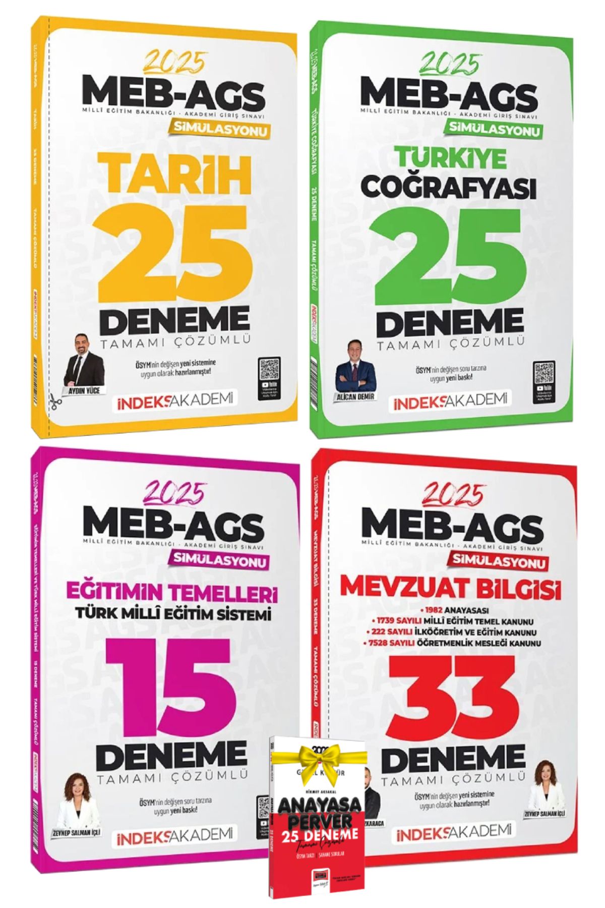 İndeks Akademi 2025 İndeks Akademi MEB AGS Tarih Türkiye Coğrafyası Eğitimin Temelleri Mevzuat Deneme Seti+Hediye