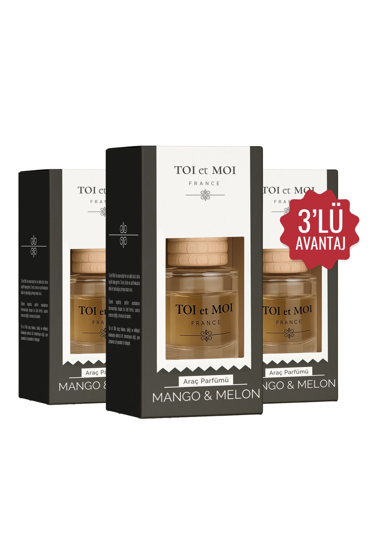 Toi et Moi 3'lü Mango & Melon Kavunlu Oto Araç Parfümü Paketi 3x8 ml