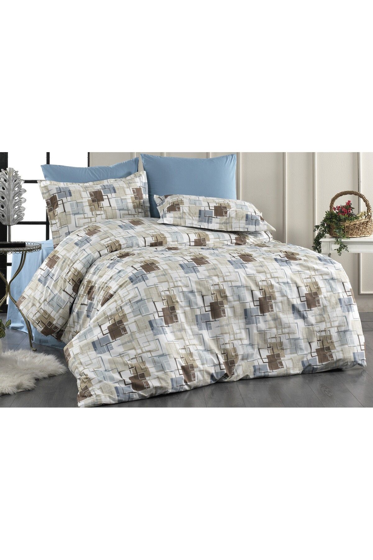 pınarhome collectıon PINAR HOME COLLECTION ÇİFT KİŞİLİK NEVRESİM SETİ 100% PAMUK (200X220 NEVRESİM+2 ADET YASTIK KILIFI)