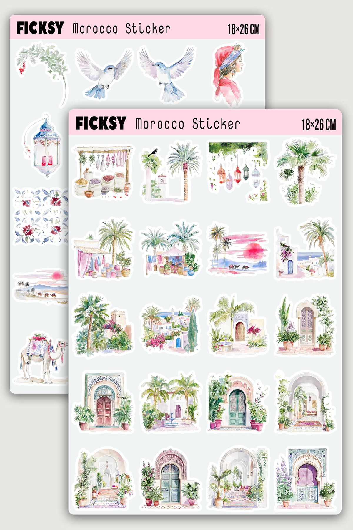 Ficksy Morocco Sticker Seti - 40 Adet Fas Travel Seyahat Etiket Çıkartma